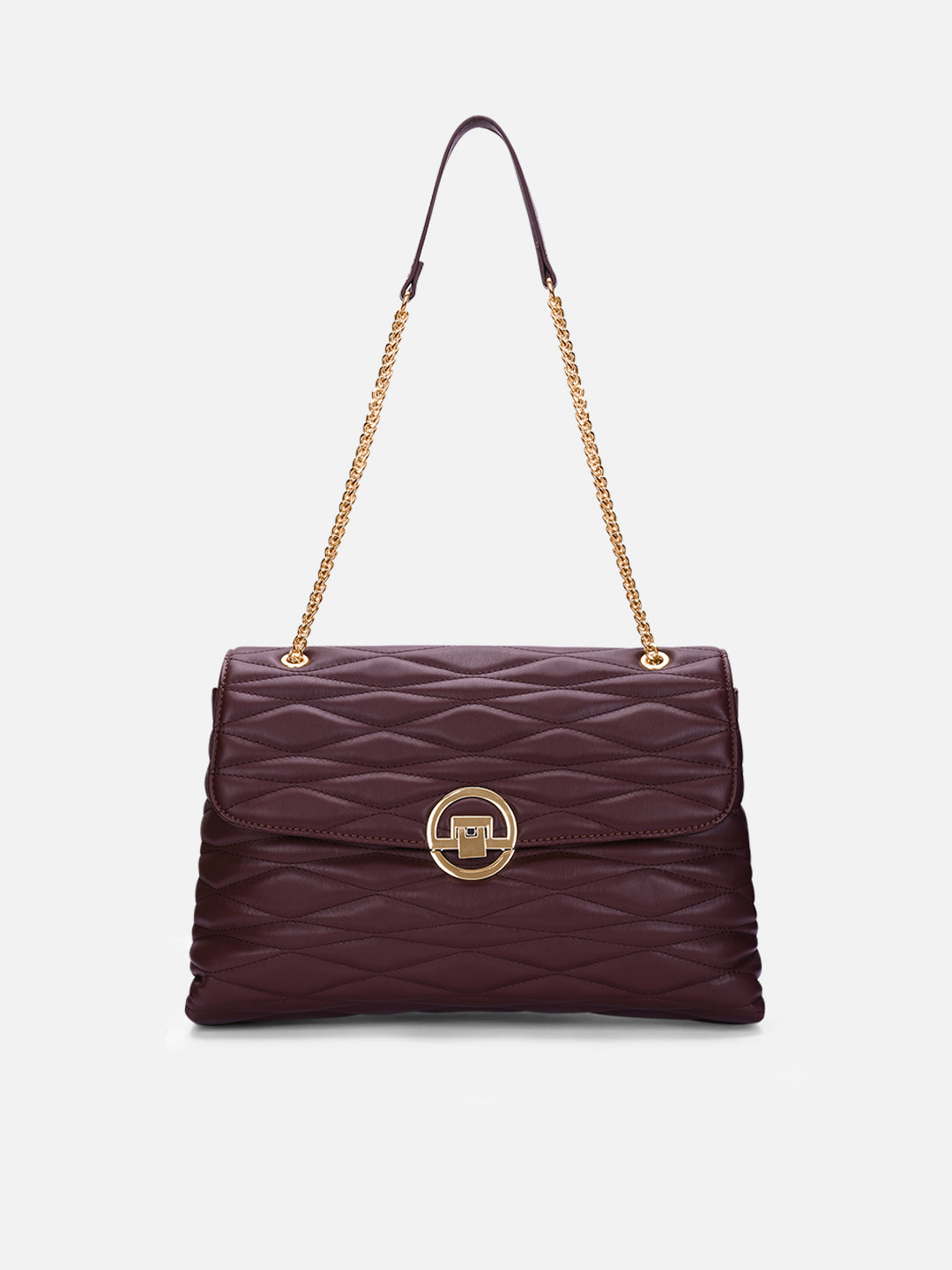 Lucie Quilted Large Flap Wine