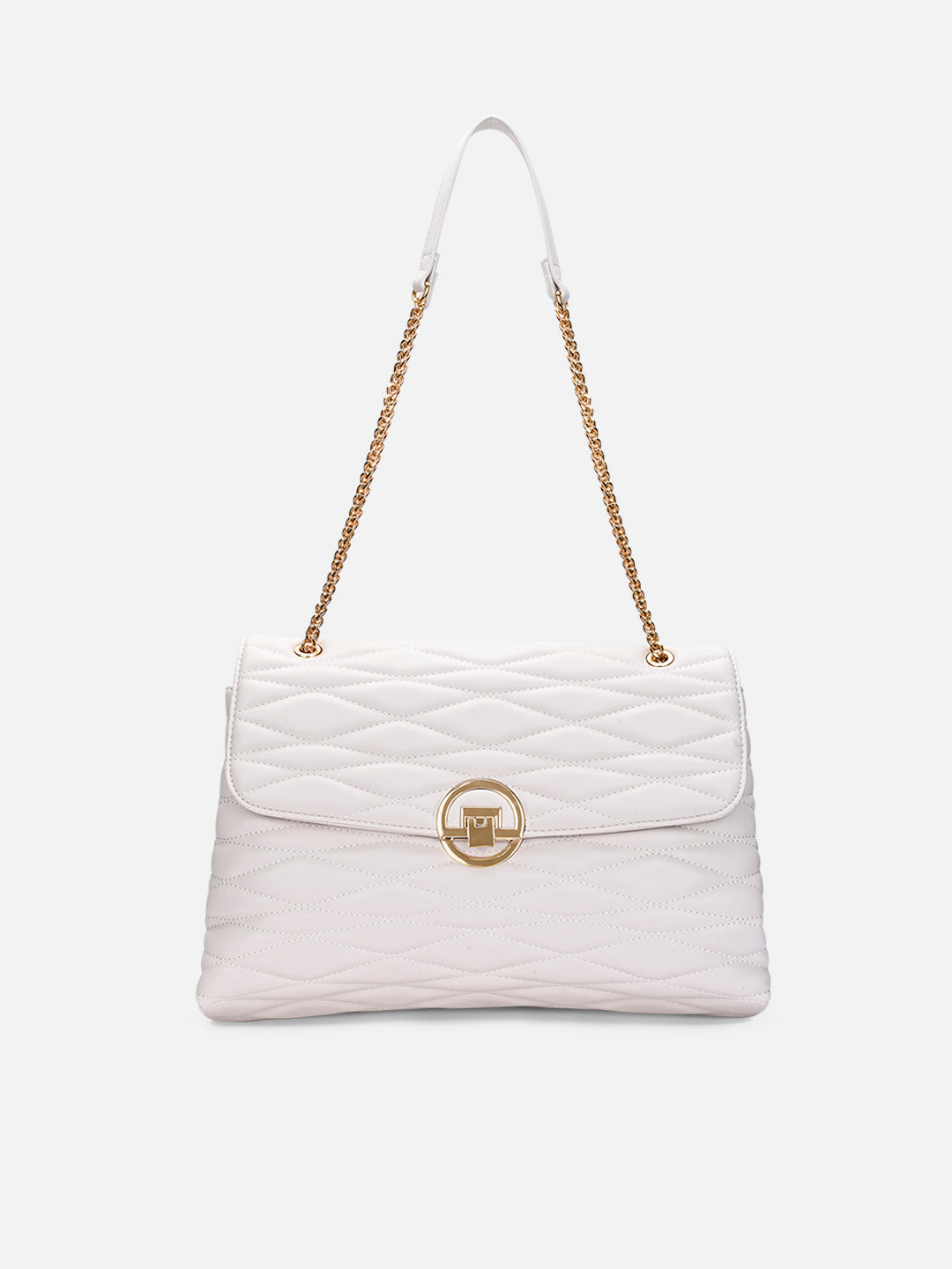 Lucie Quilted Large Flap Off White