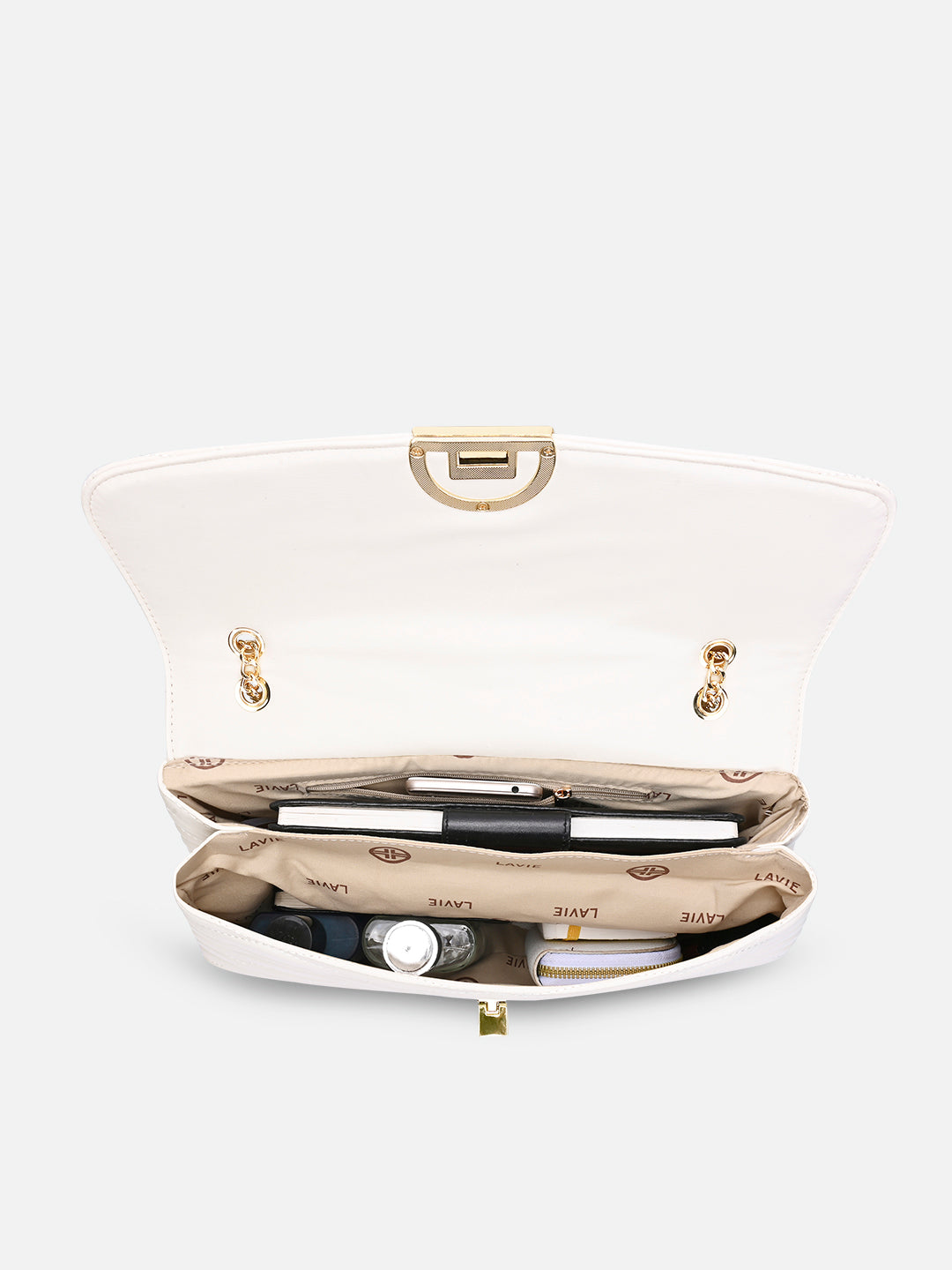 Lucie Quilted Large Flap Off White