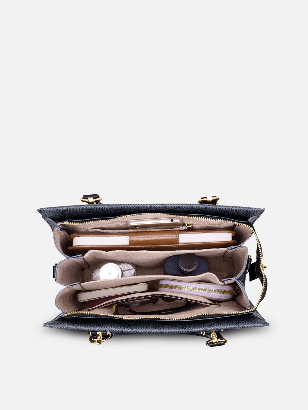 Buy Lavie Paris Mono Vivien 3 Compartment Medium Satchel Bag