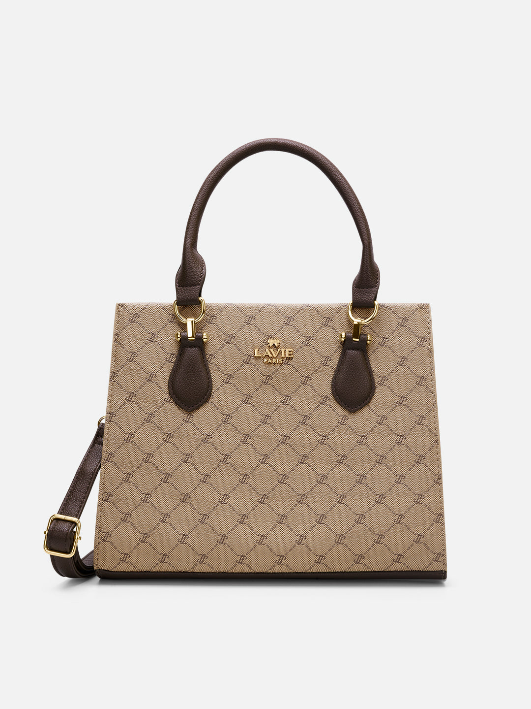 Mono Vivien 3 Compartment Medium Satchel Bag Latte