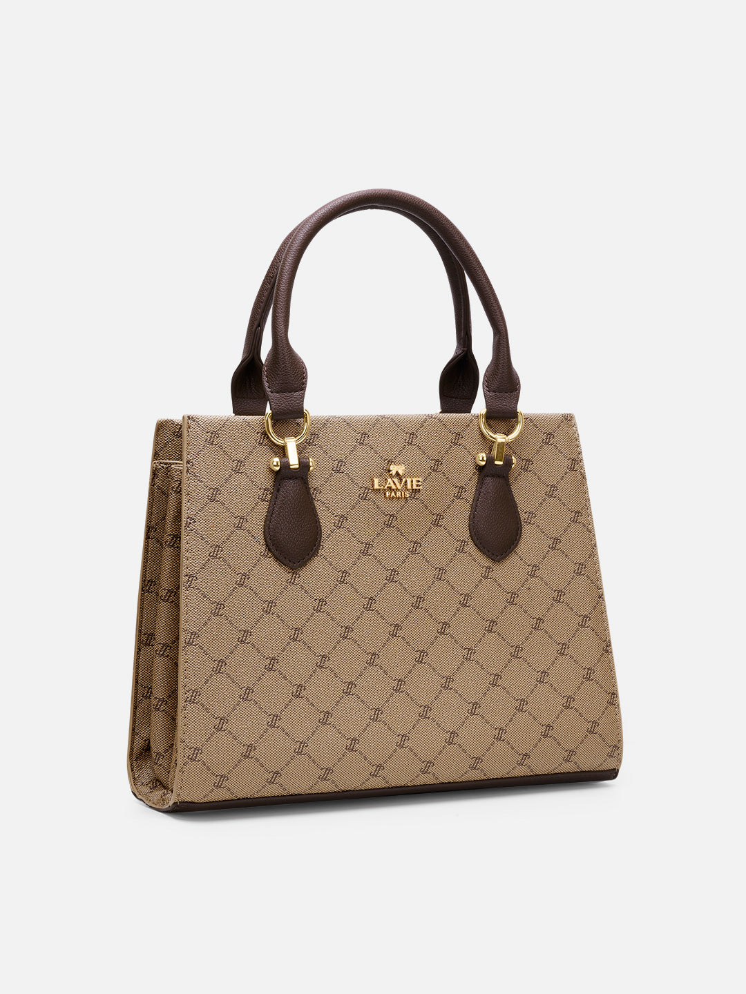 Mono Vivien 3 Compartment Medium Satchel Bag Latte