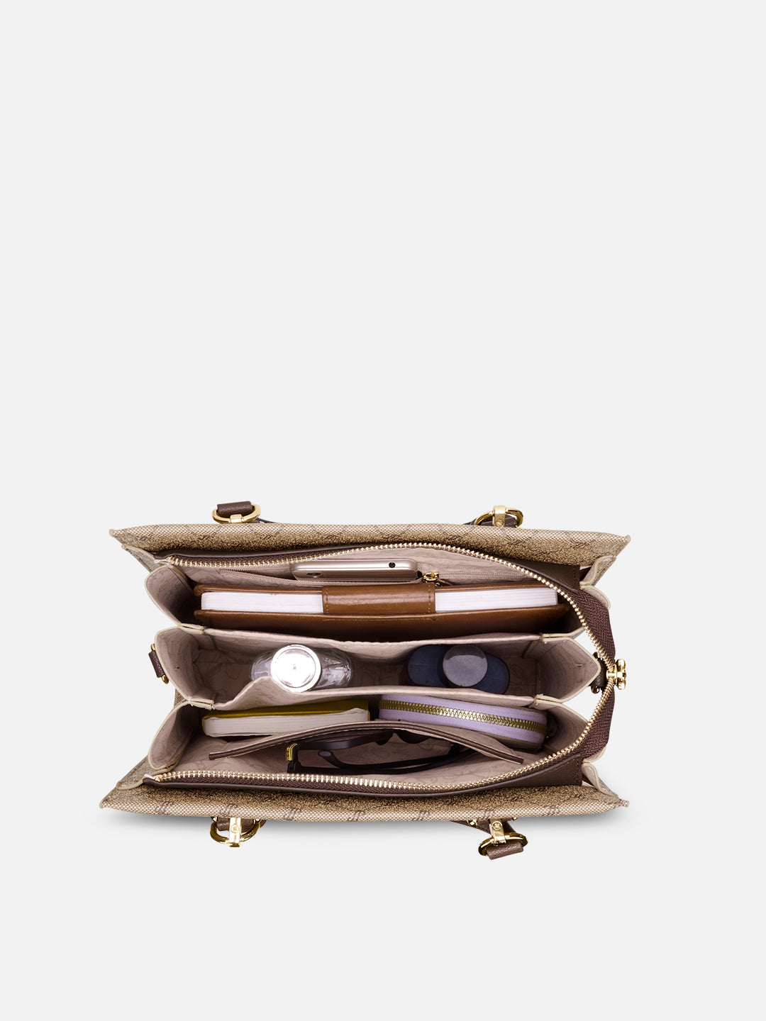 Mono Vivien 3 Compartment Medium Satchel Bag Latte