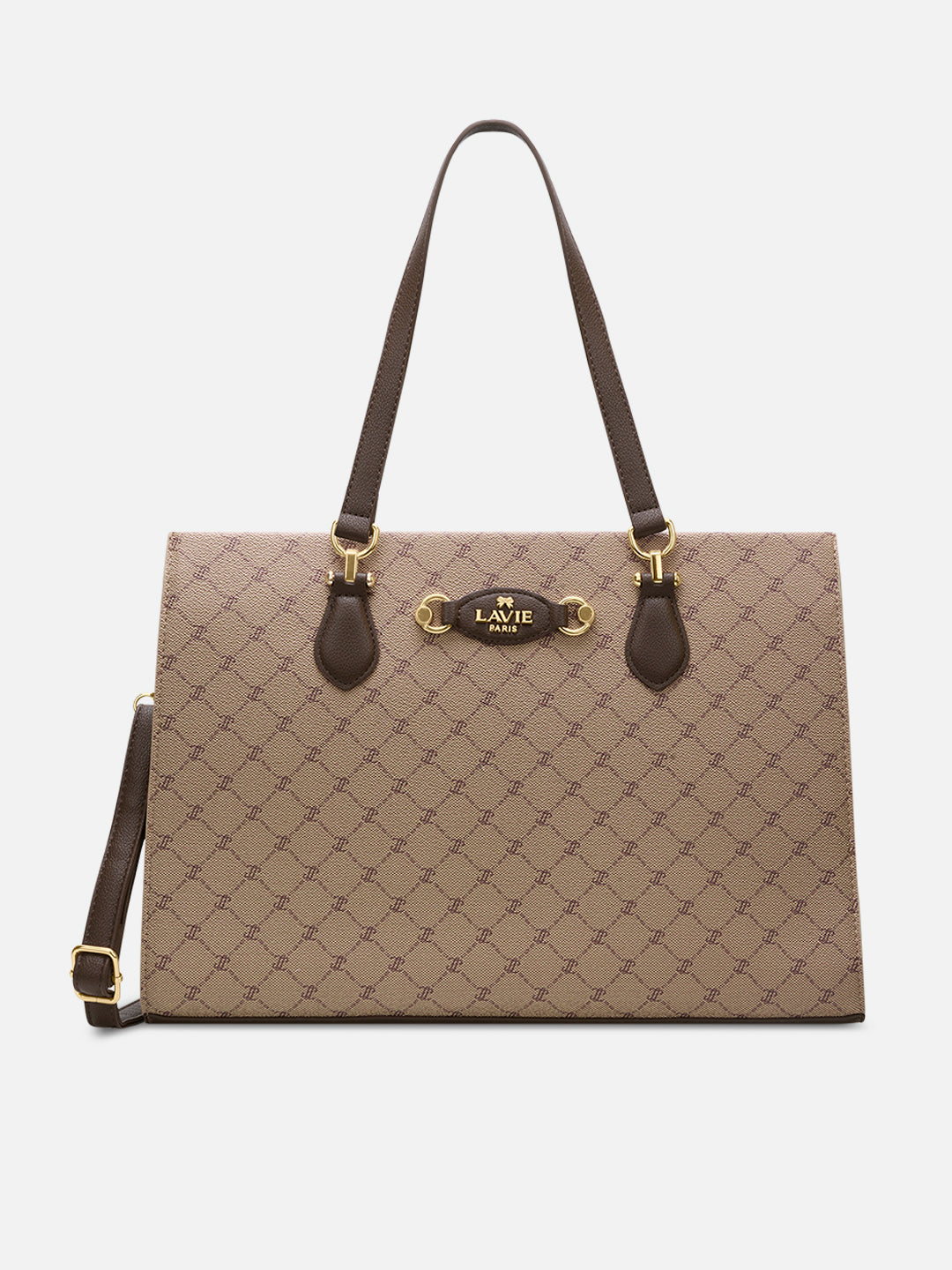 Mono Vivien 3 Compartment Large Satchel Bag Latte