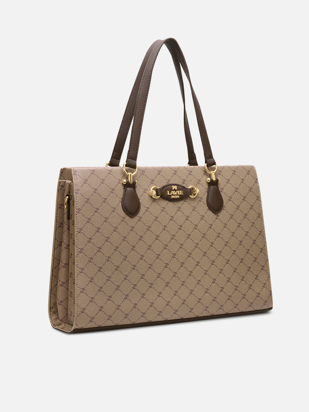 Mono Vivien 3 Compartment Large Satchel Bag Latte