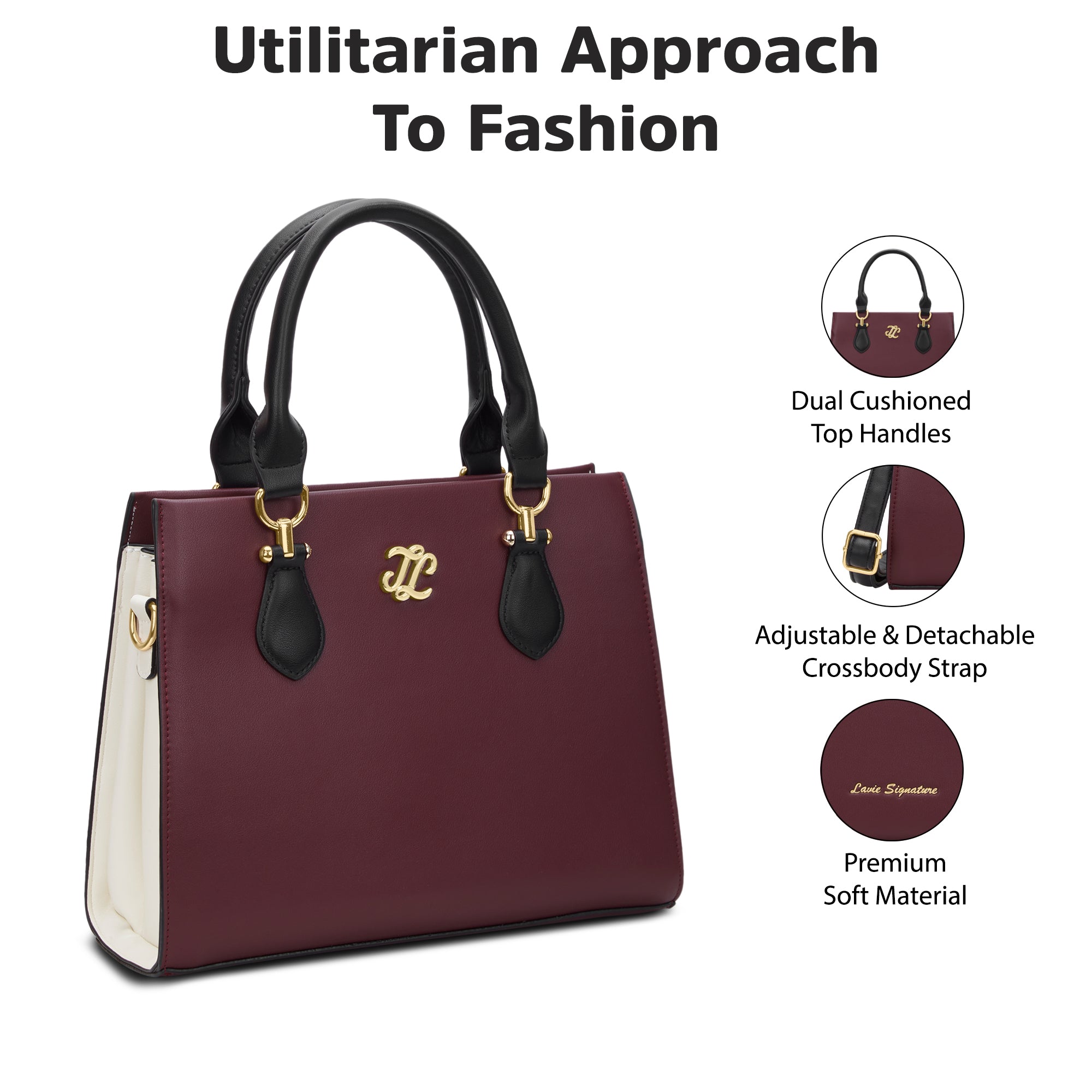 Hayes Medium 3C Satchel Bag Ladies Handbag Maroon