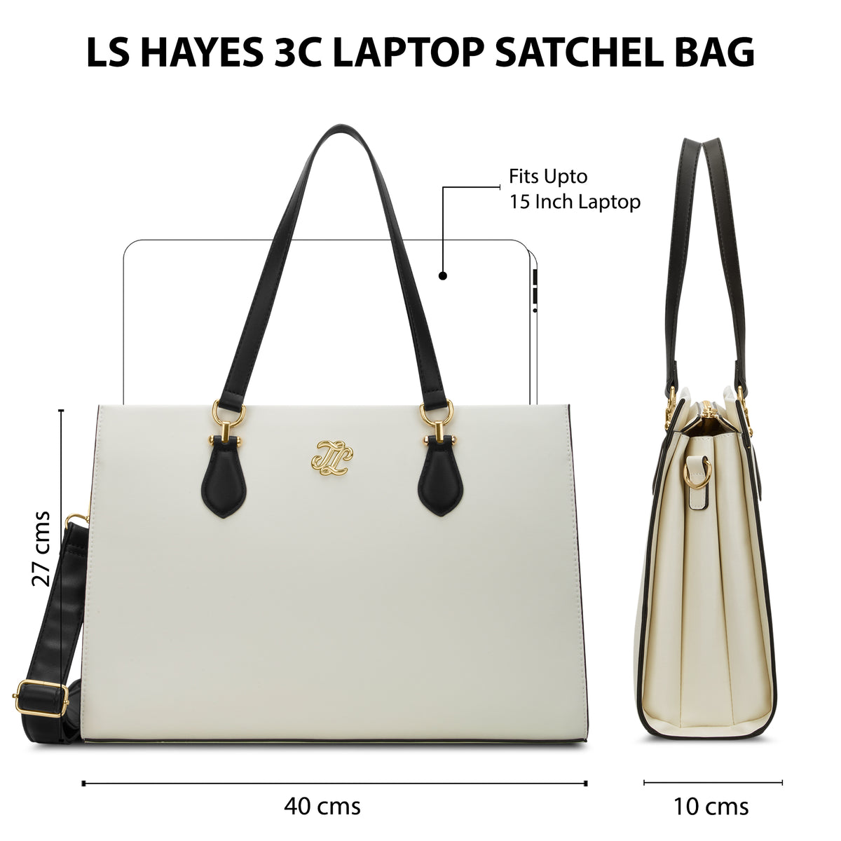 Hayes Laptop 3C Satchel Bag Ladies Handbag Off White