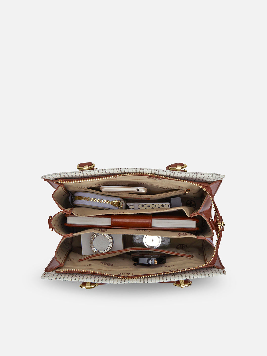 Monogram Wella 3Compartment Satchel Bag Off White