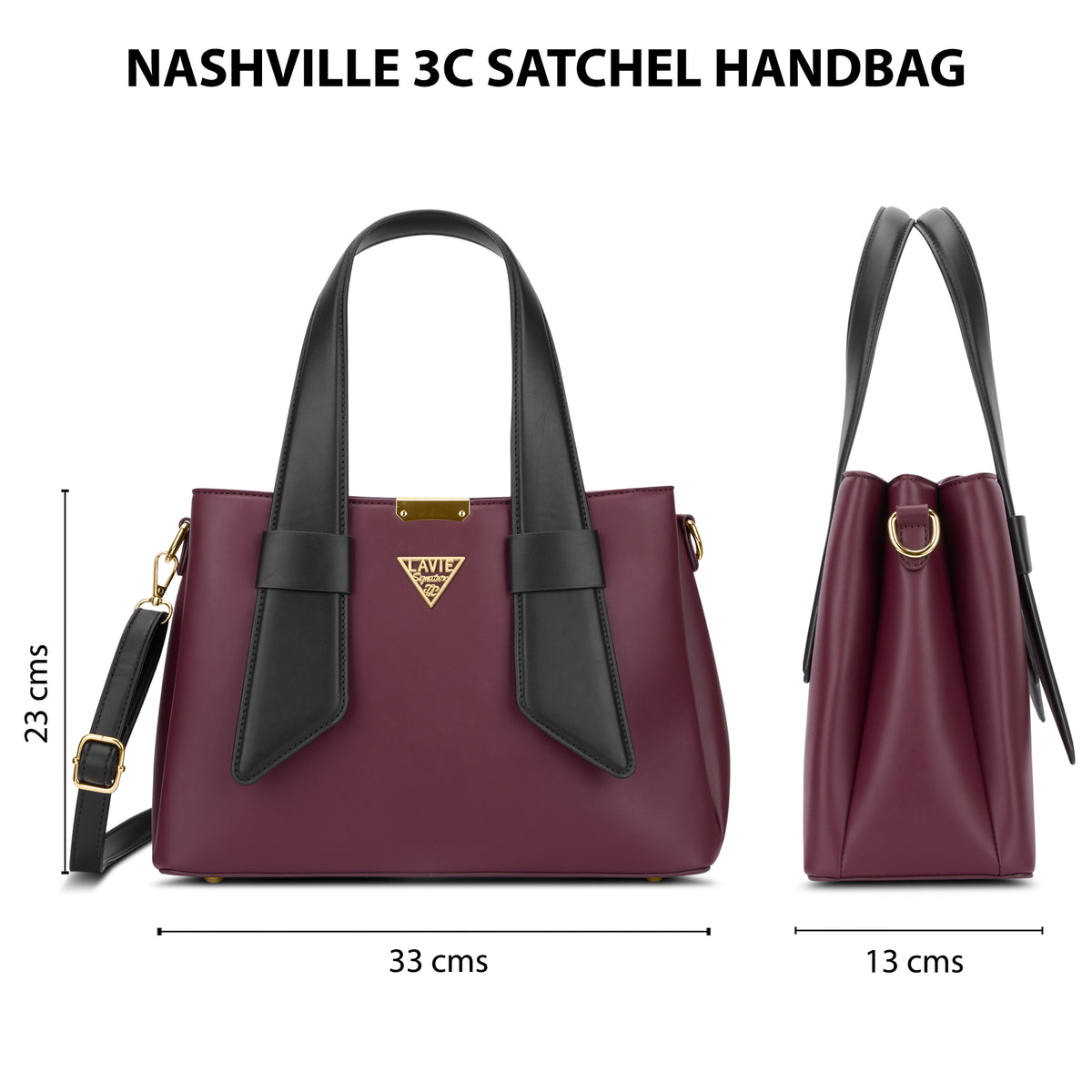 Nashville 3C Satchel Bag Maroon/Black