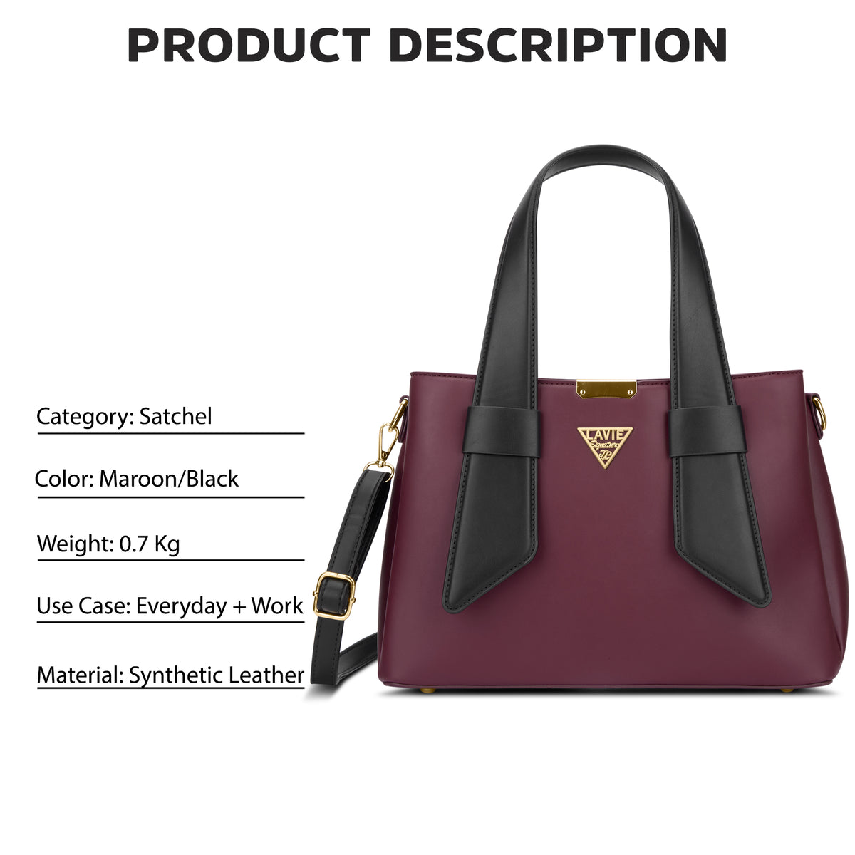 Nashville 3C Satchel Bag Maroon/Black