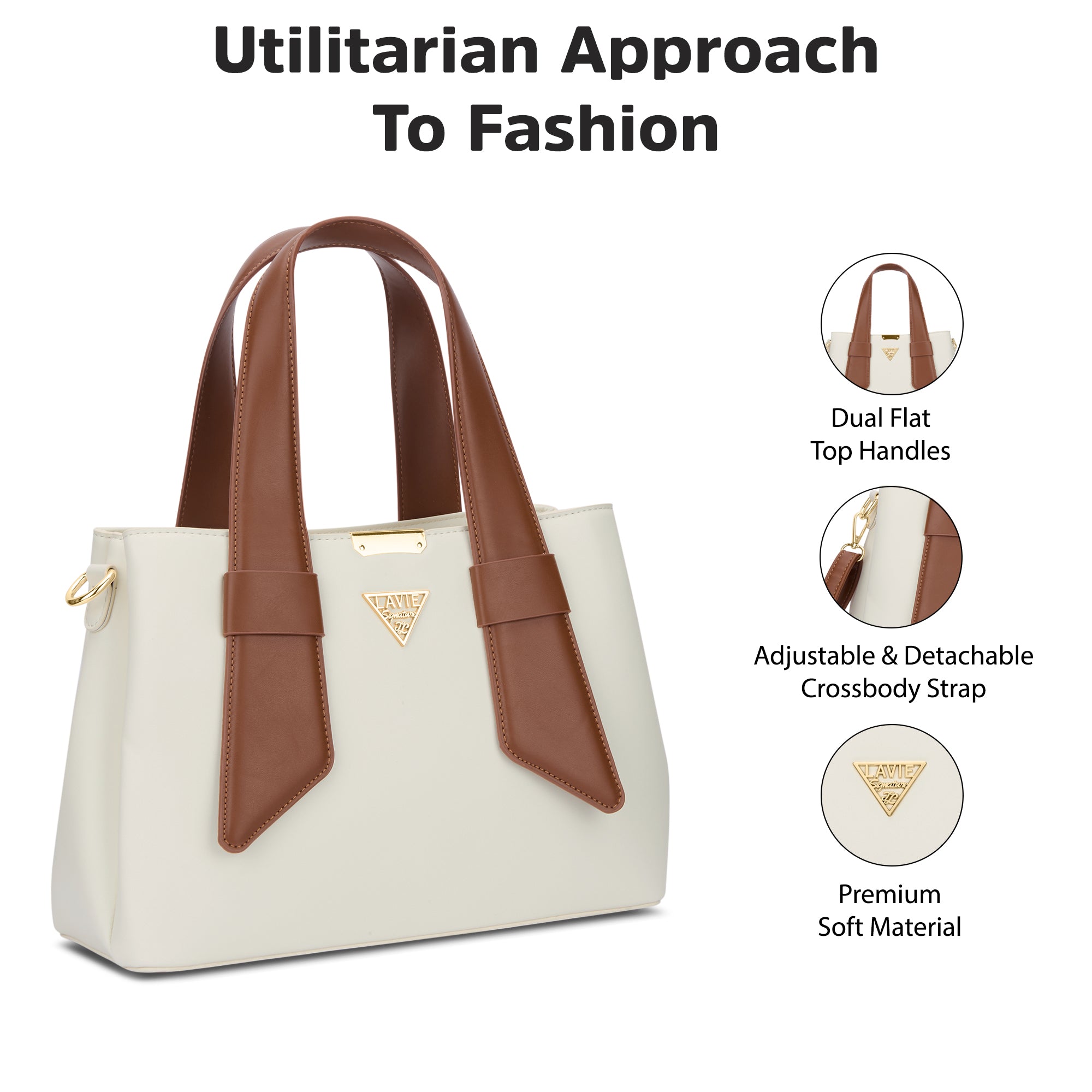 Nashville 3C Satchel Bag Off White/Tan