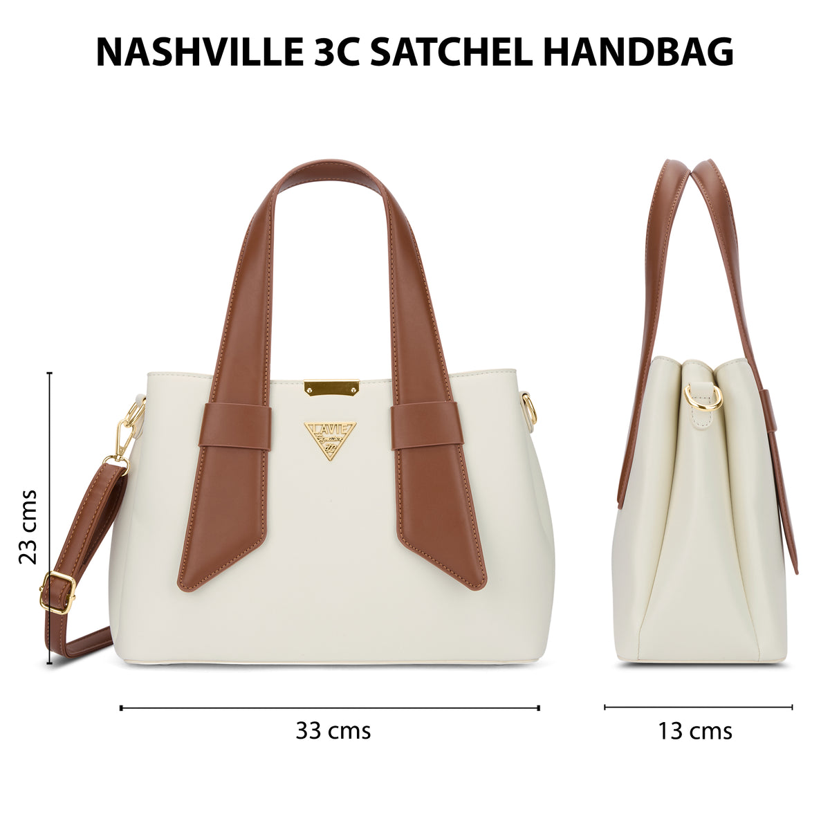 Nashville 3C Satchel Bag Off White/Tan