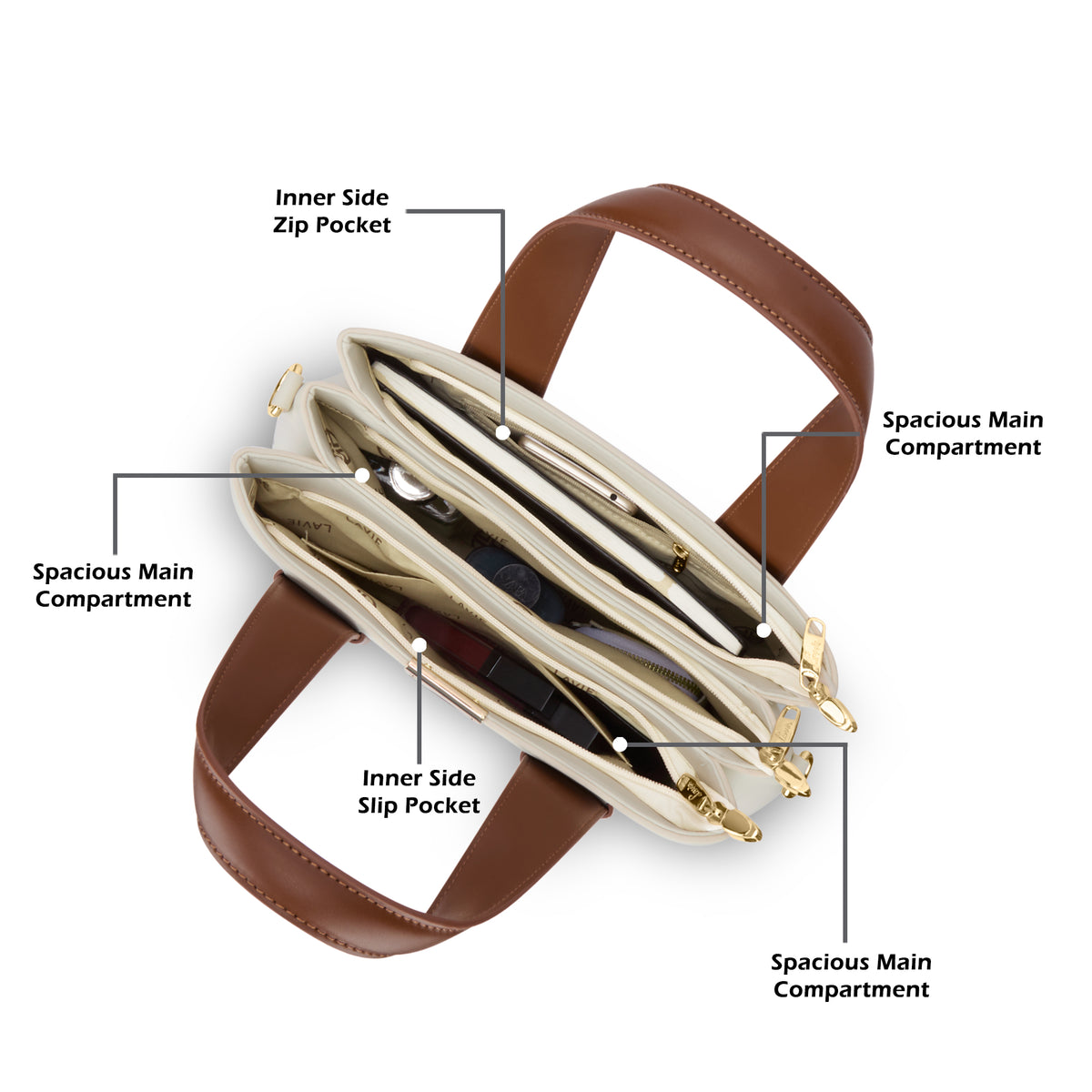 Nashville 3C Satchel Bag Off White/Tan
