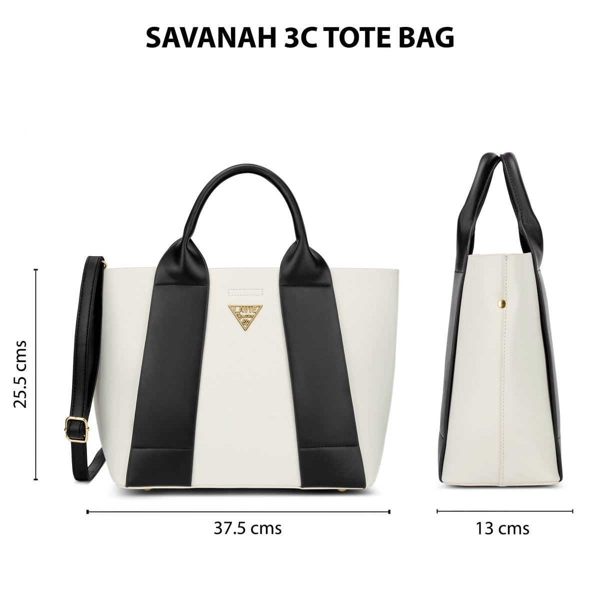 Savannah 3C Tote Bag Off White/Black