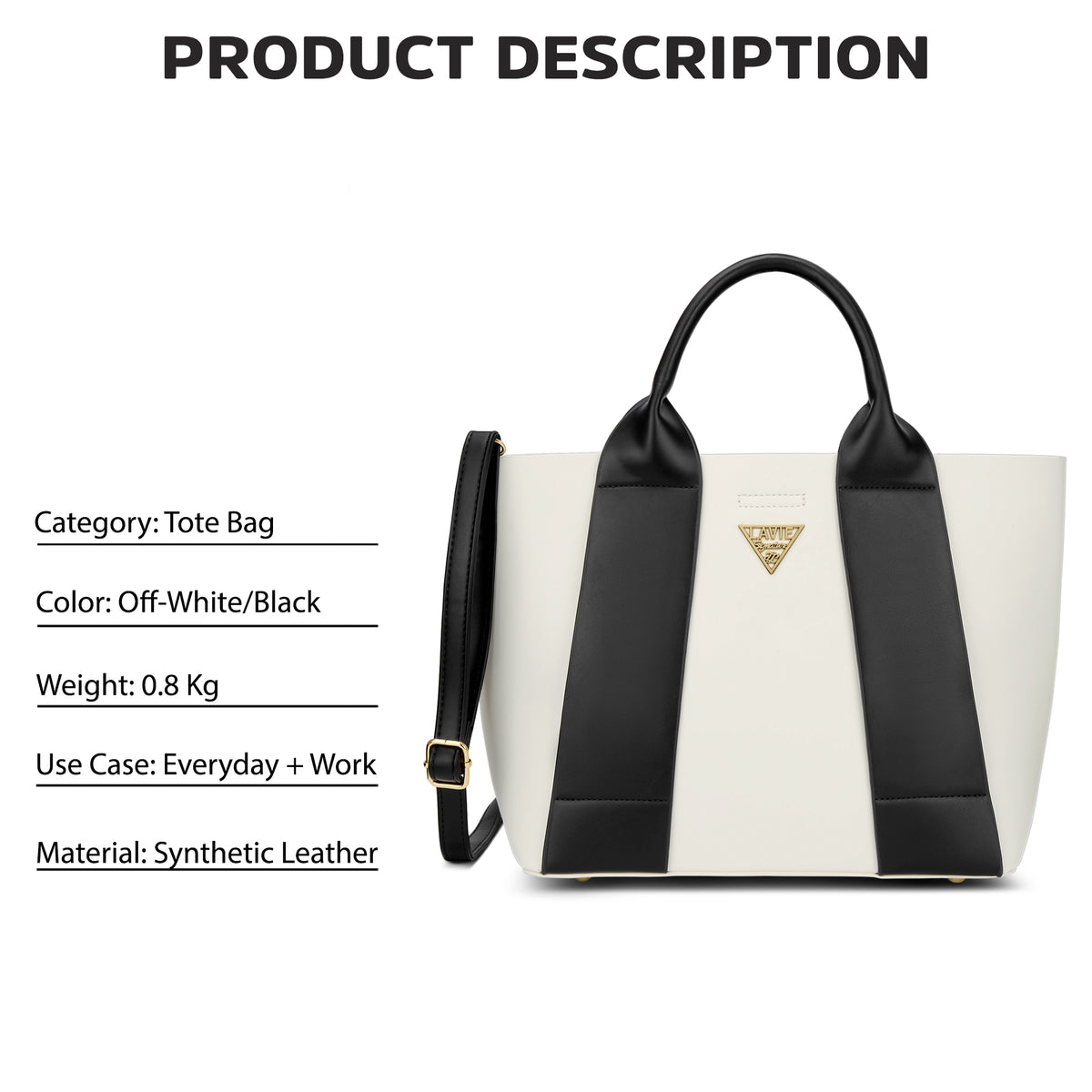 Savannah 3C Tote Bag Off White/Black