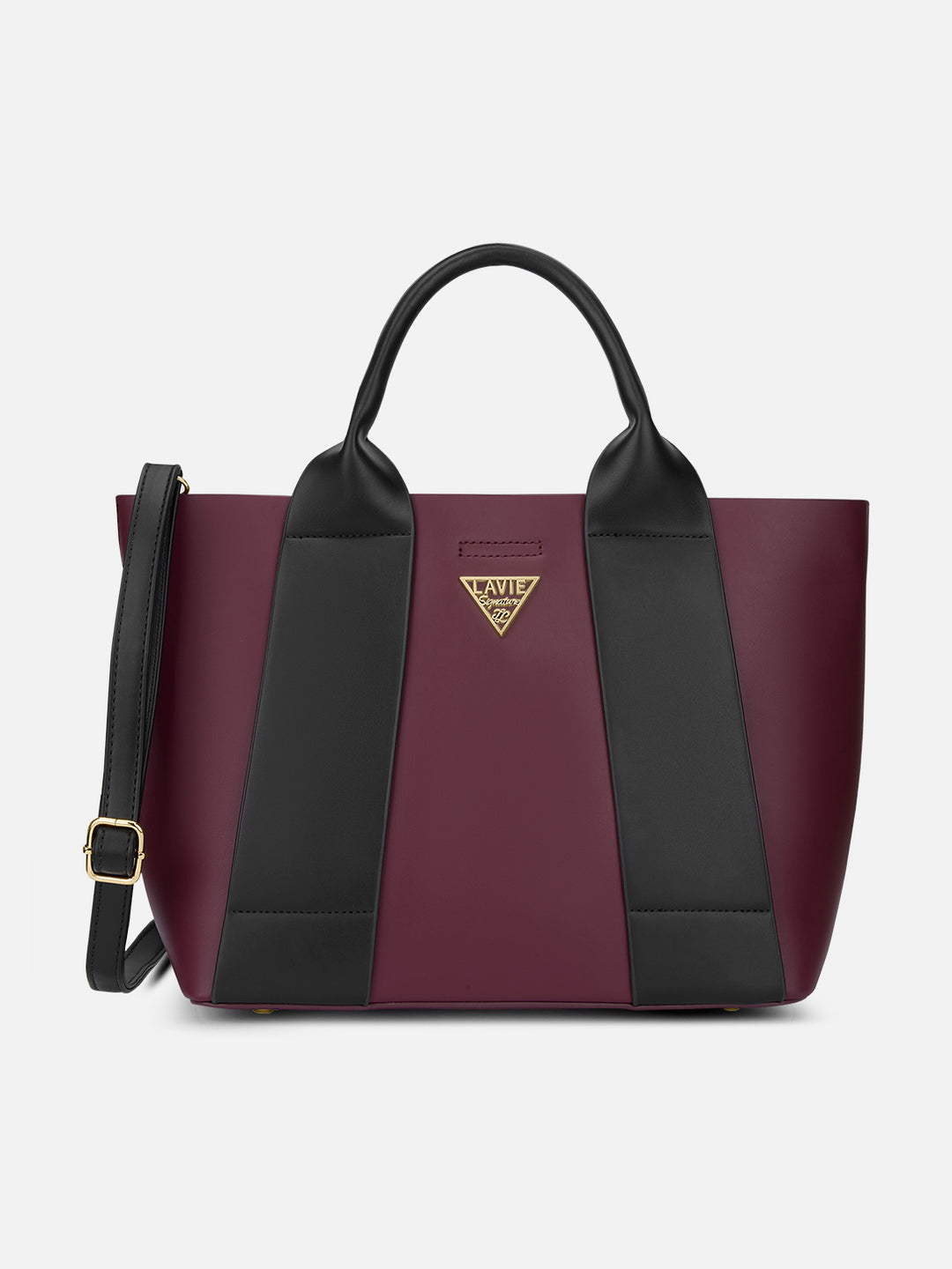 Savannah 3 Compartment Large Maroon & Black Tote Bag