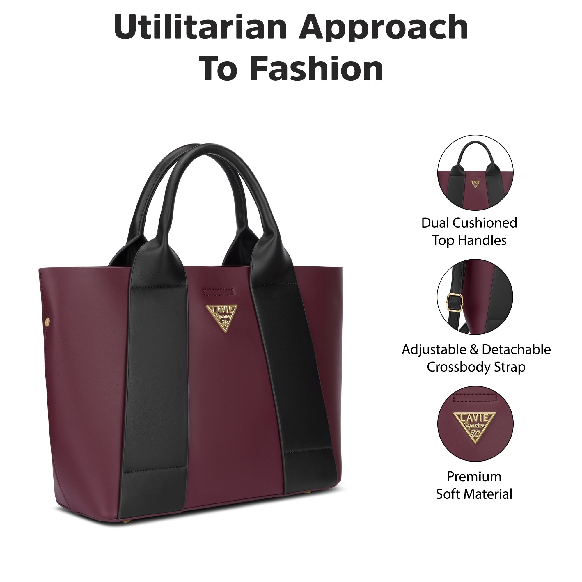 Savannah 3C Tote Bag Maroon/Black