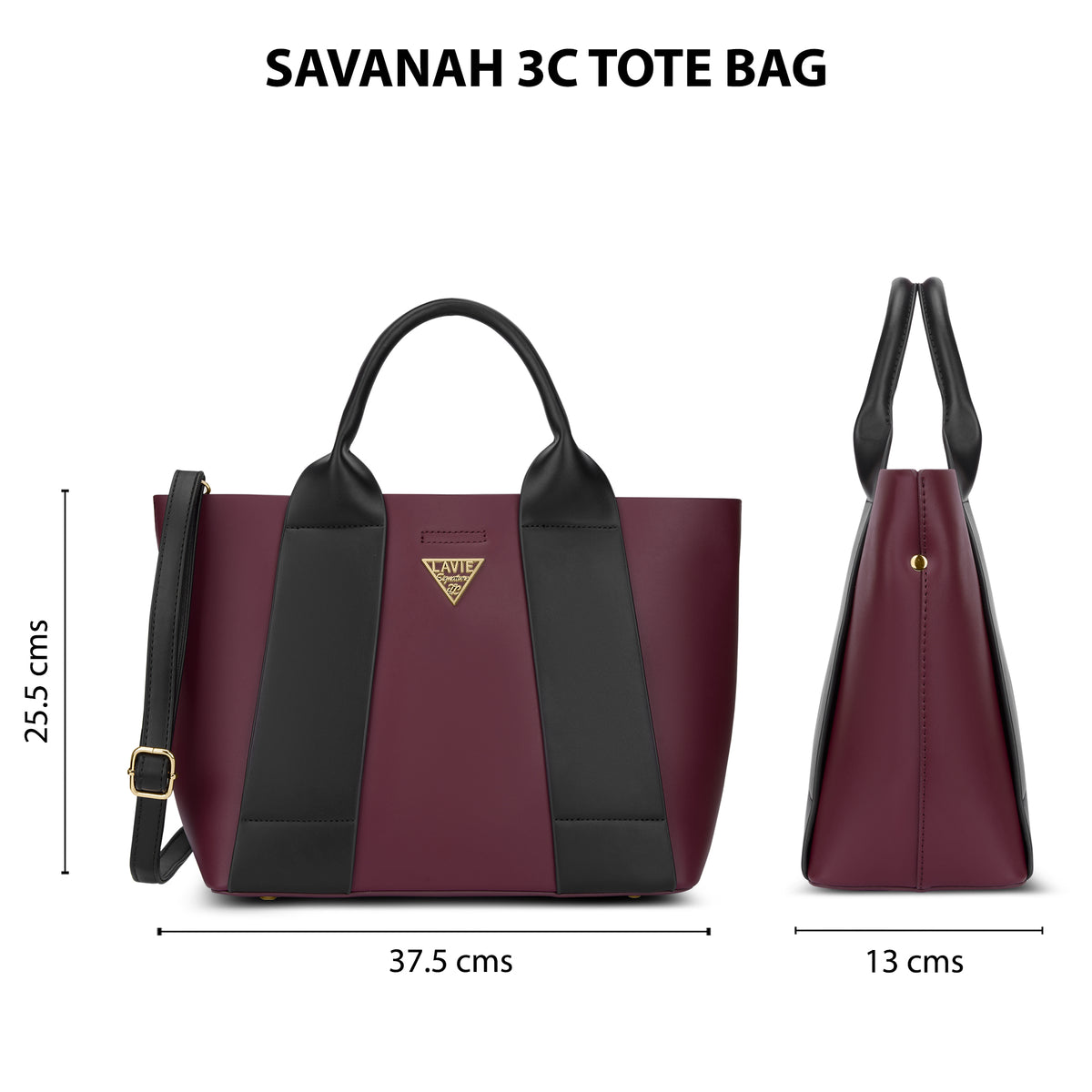 Savannah 3C Tote Bag Maroon/Black