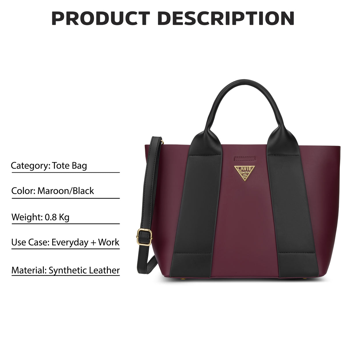 Savannah 3C Tote Bag Maroon/Black