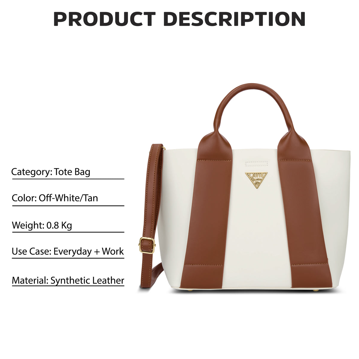Savannah 3C Tote Bag Off White/Tan