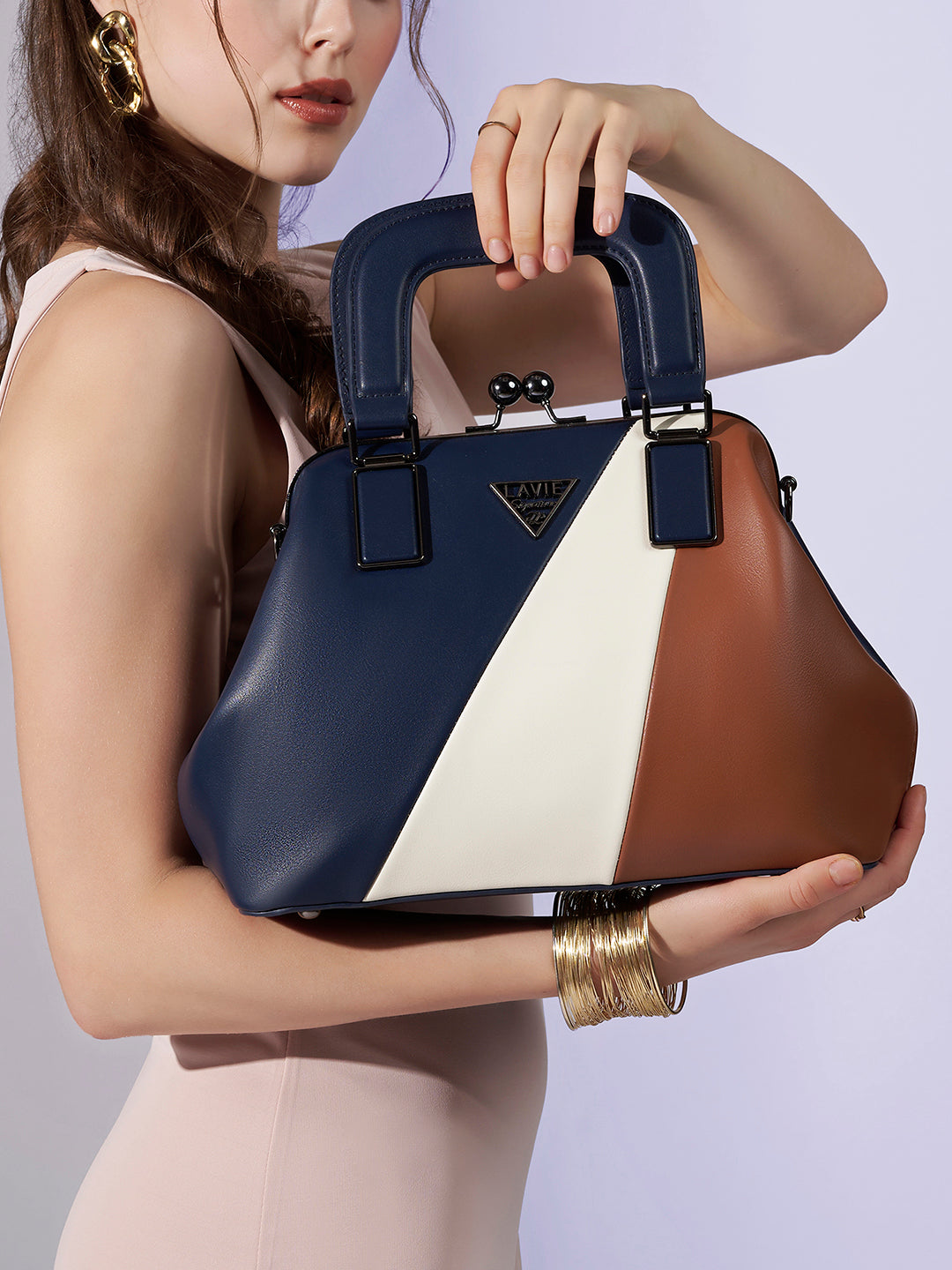 Macon Large Frame Bag Navy/Tan