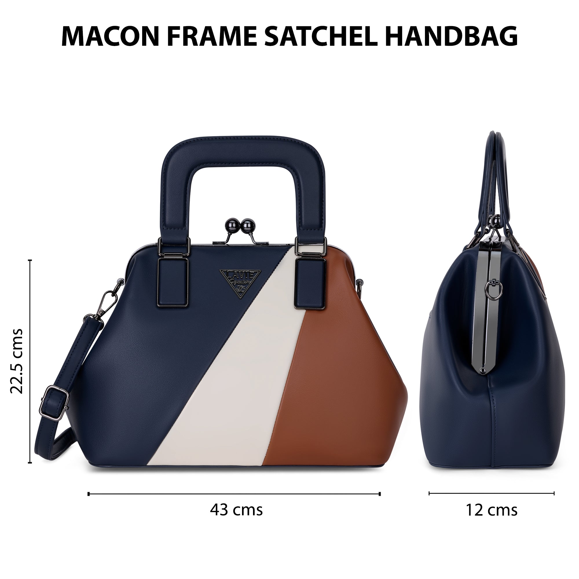Macon Large Frame Bag Navy/Tan