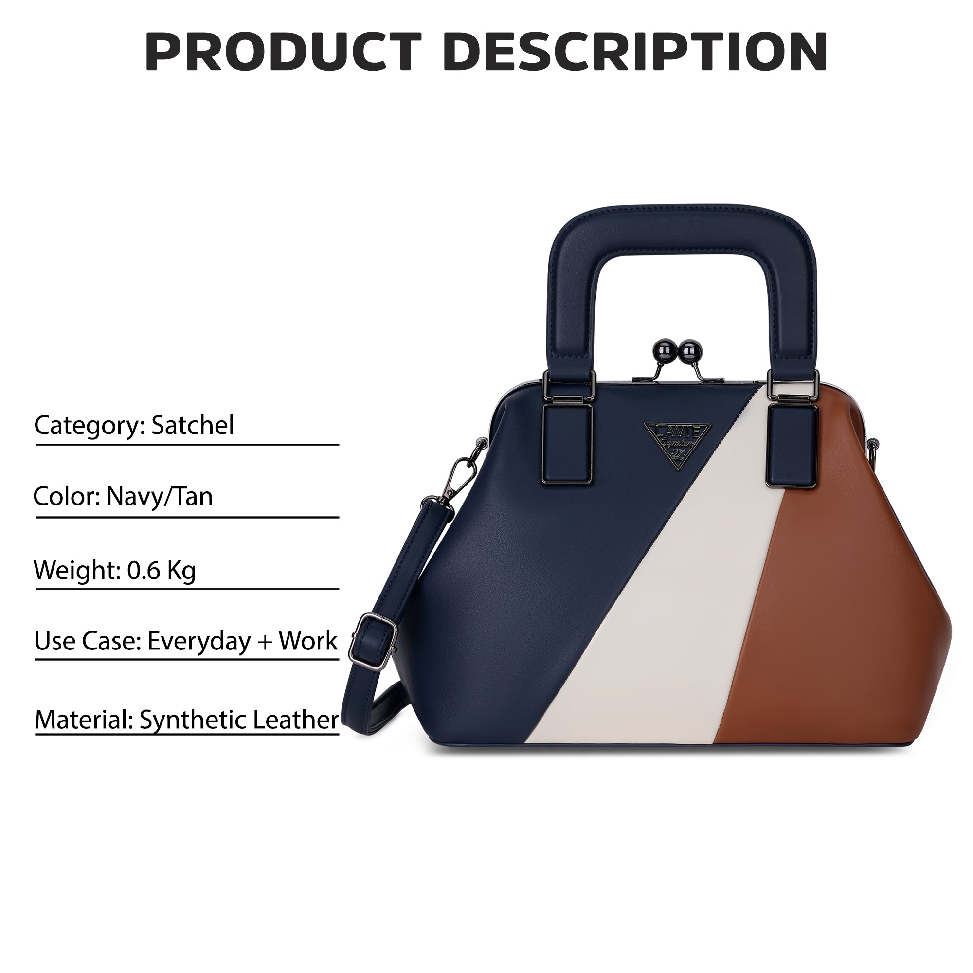Macon Large Frame Bag Navy/Tan
