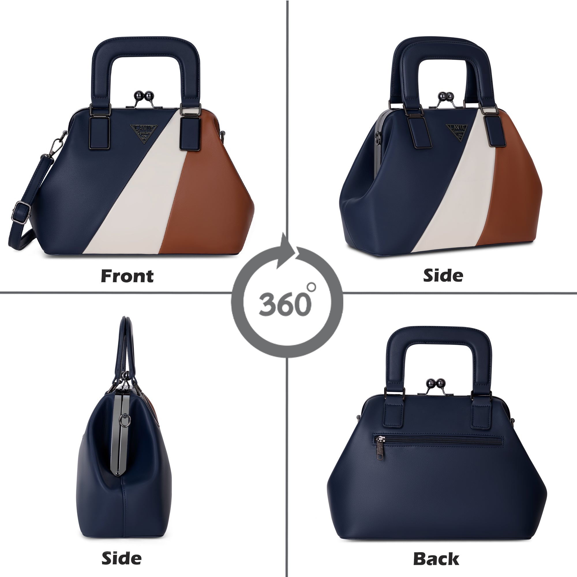Macon Large Frame Bag Navy/Tan