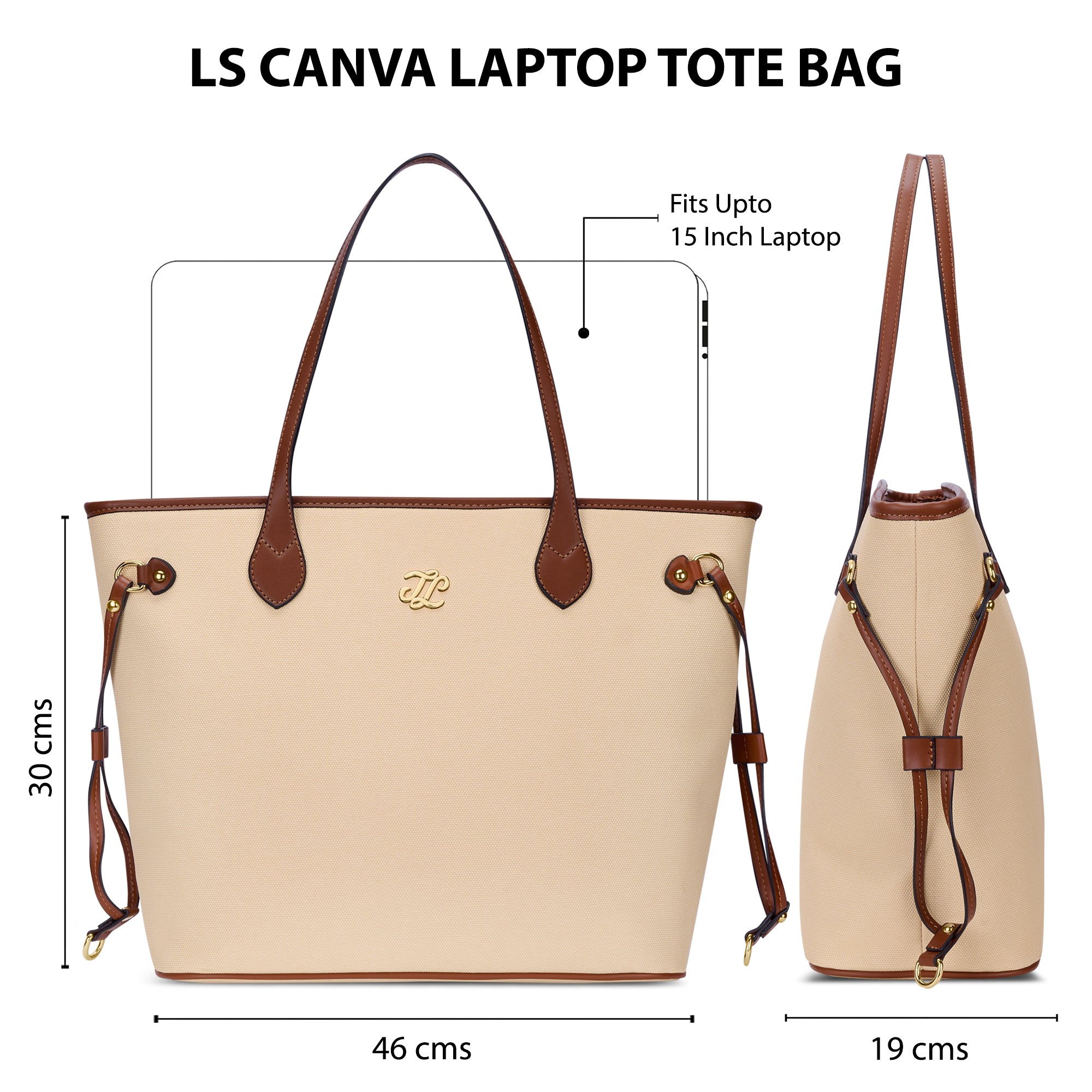 Canva Laptop Tote Bag Off White/Tan