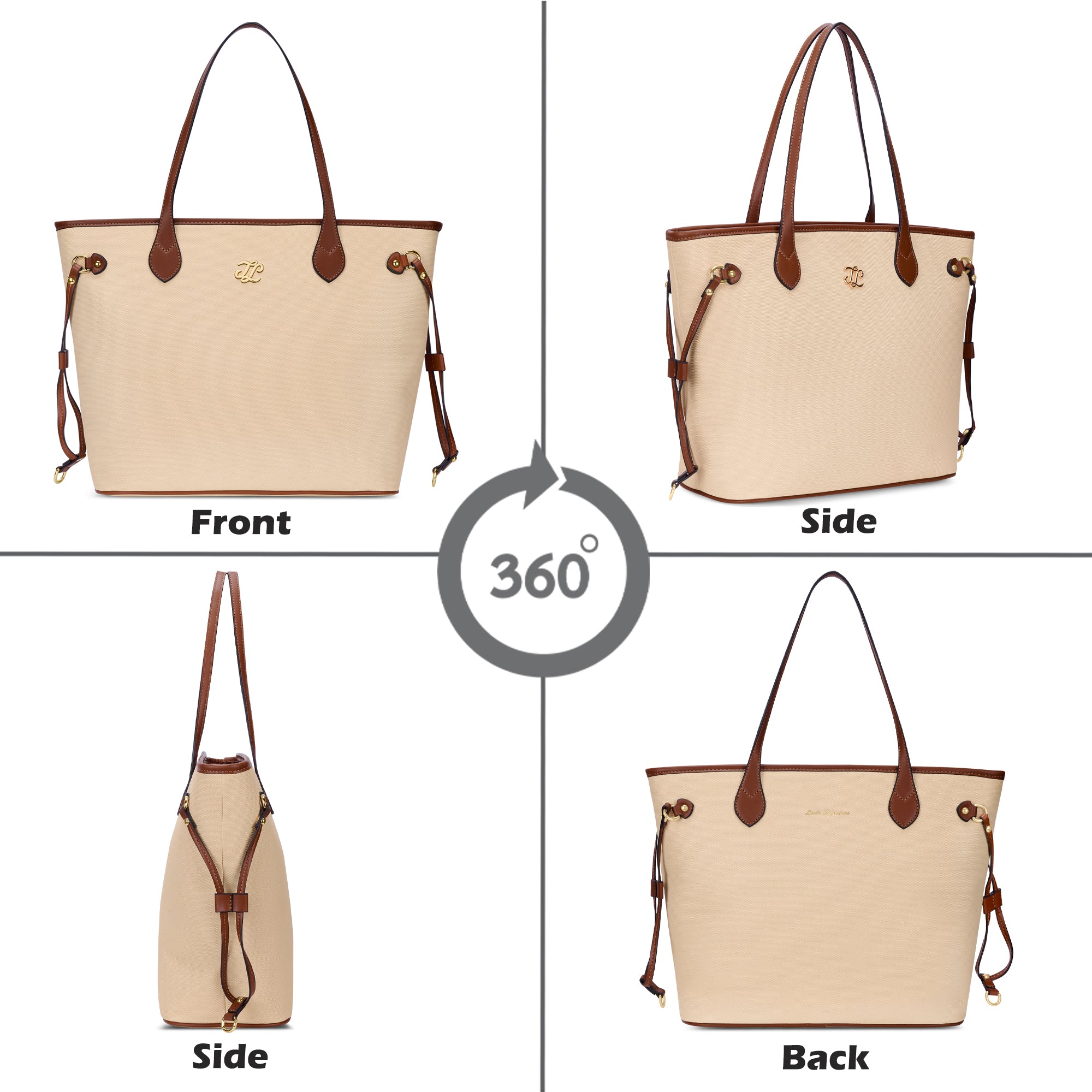 Canva Laptop Tote Bag Off White/Tan