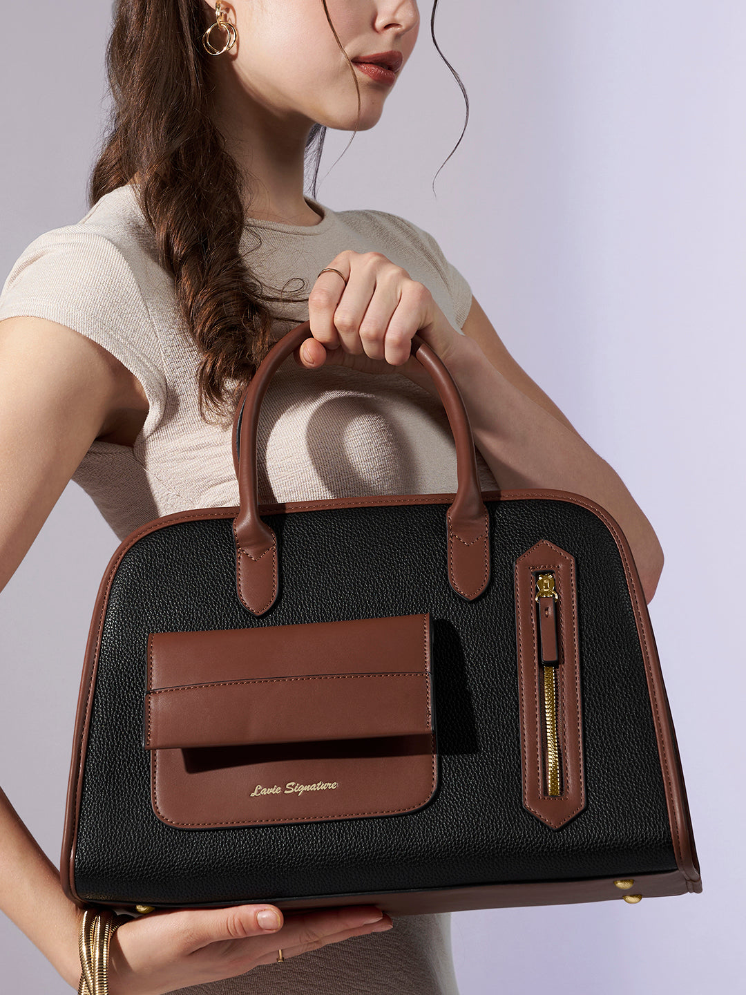 Tennisa Pocket Satchel Bag Black