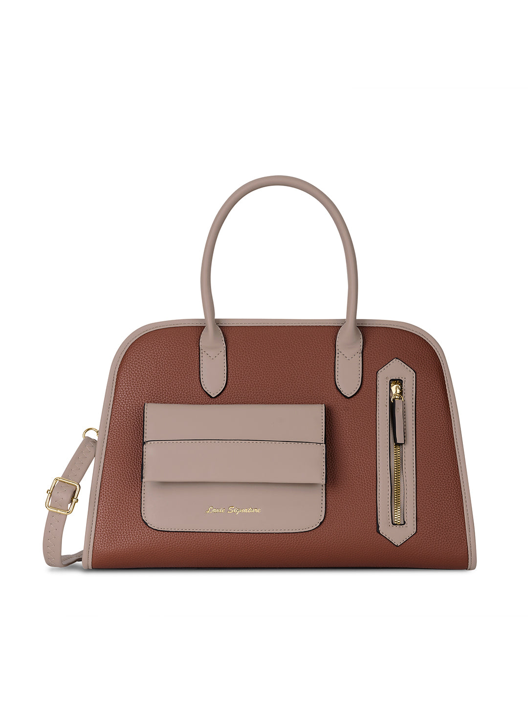 Tennisa Pocket Satchel Bag Tan