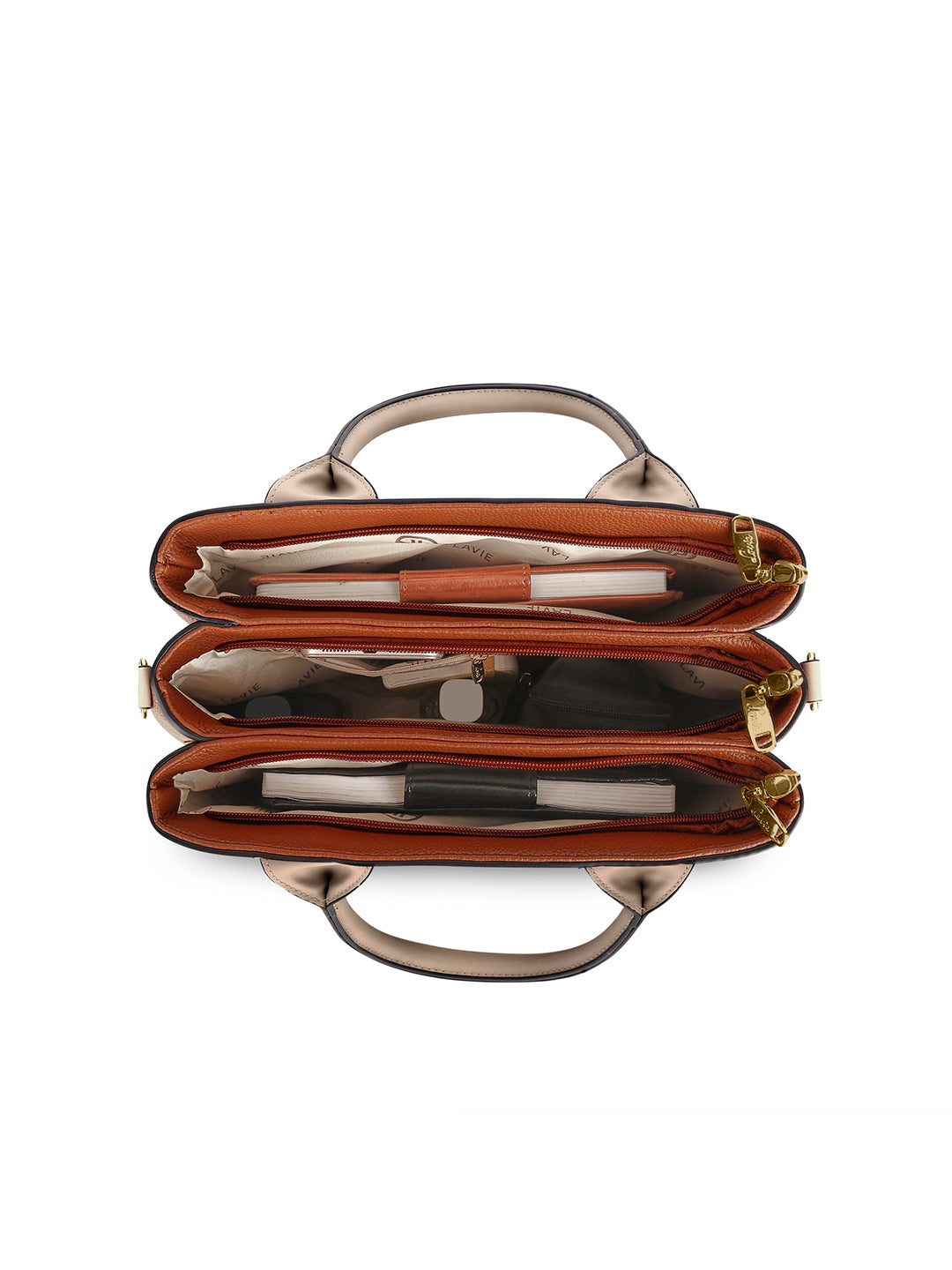 Sabria 3C Satchel Bag Tan