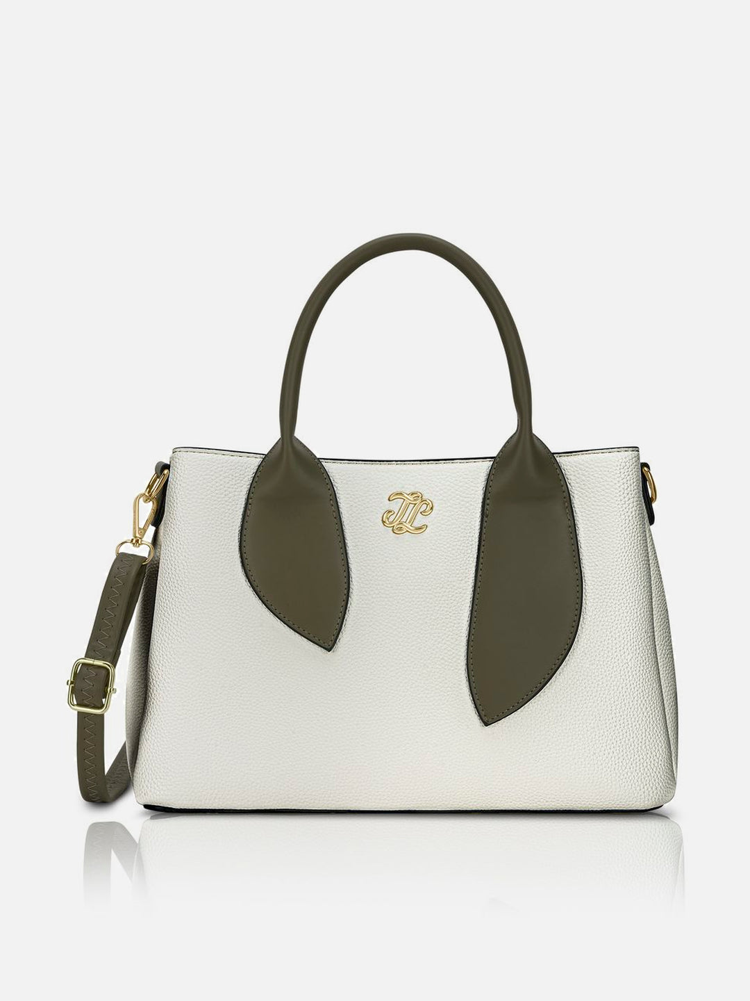 Sabria 3 Compartment Medium Off White Satchel Bag