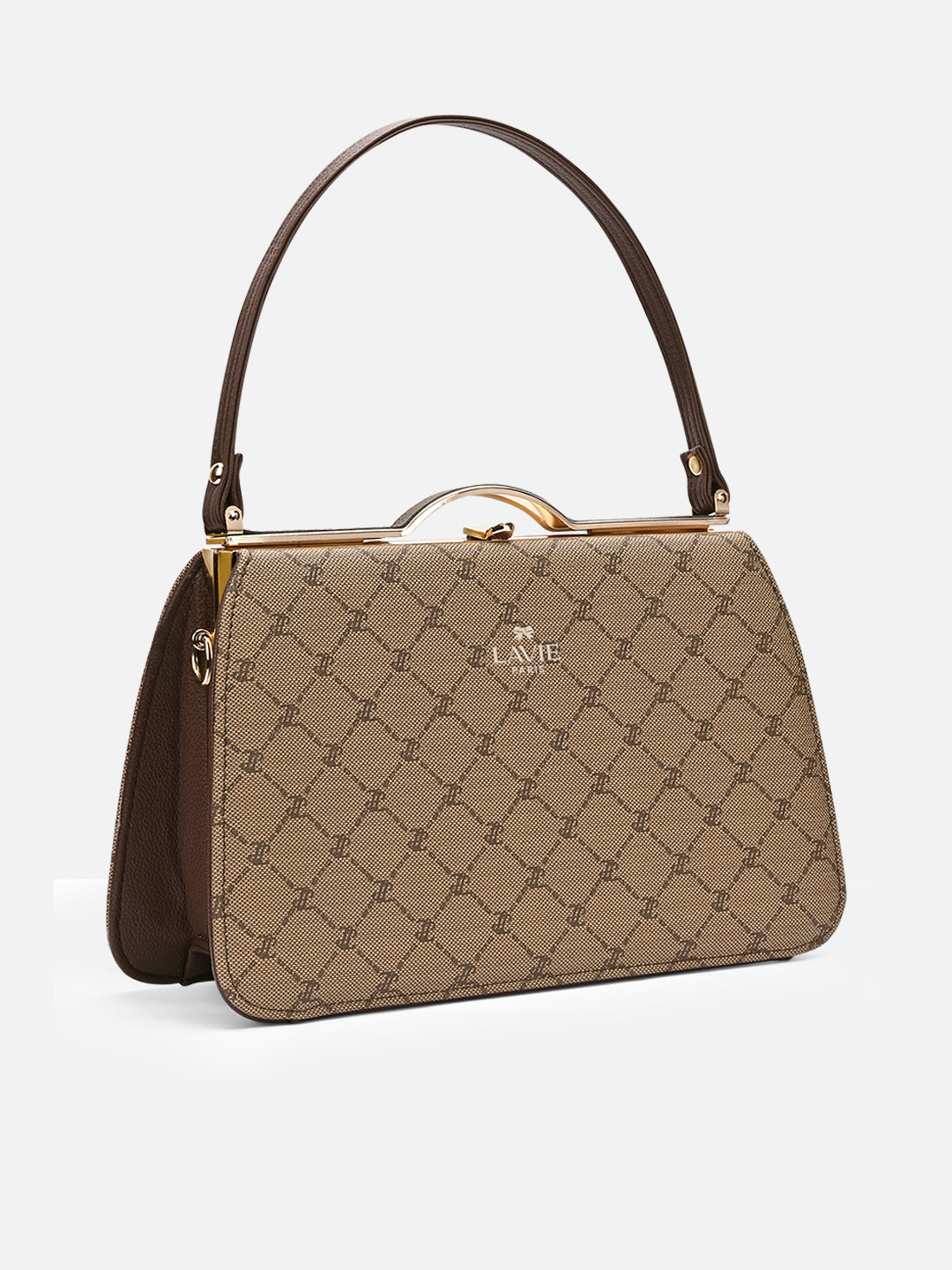 Mono Chic Satchel Medium Frame Bag Latte