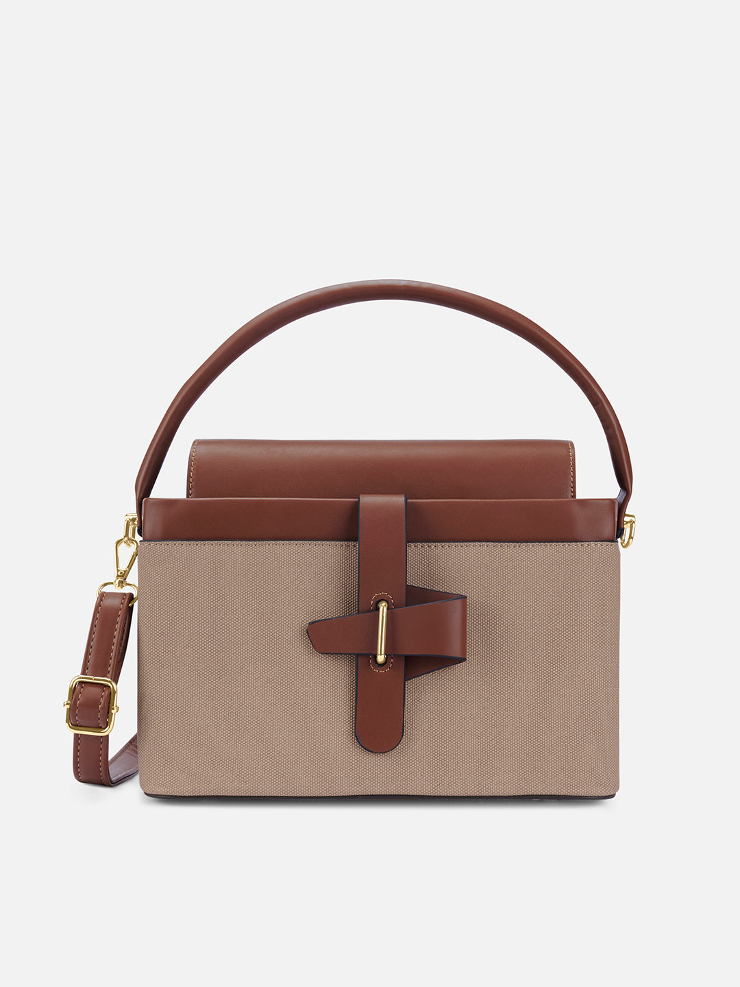 Zion Small Belt Satchel Bag Bag Beige