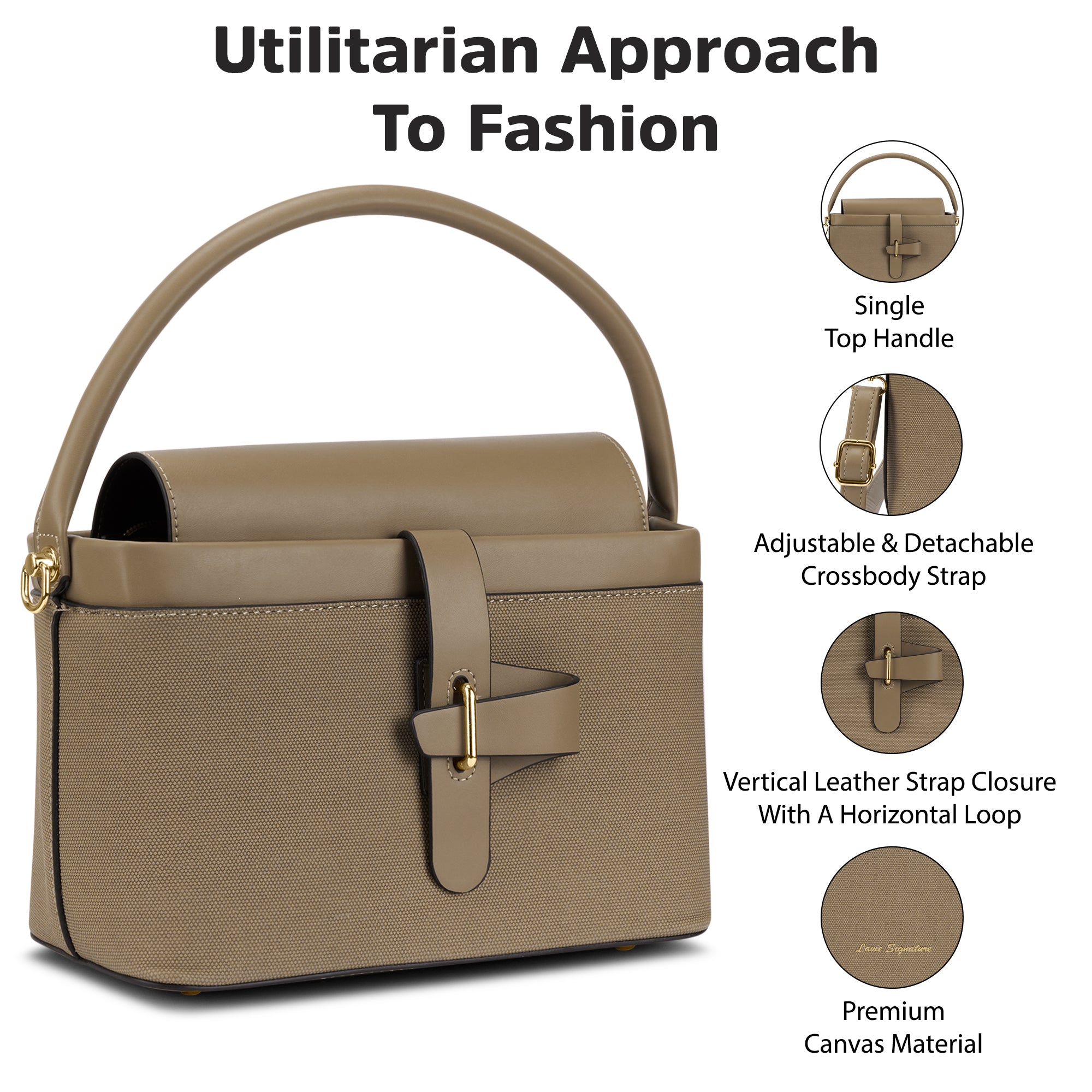Zion Small Belt Satchel Bag Bag Beige