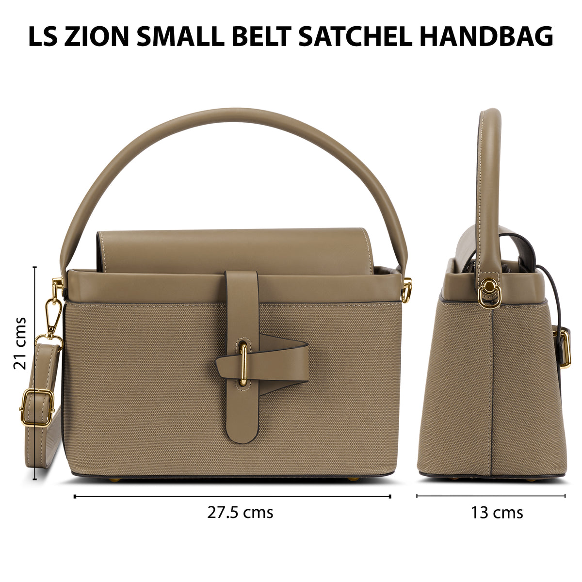 Zion Small Belt Satchel Bag Bag Beige