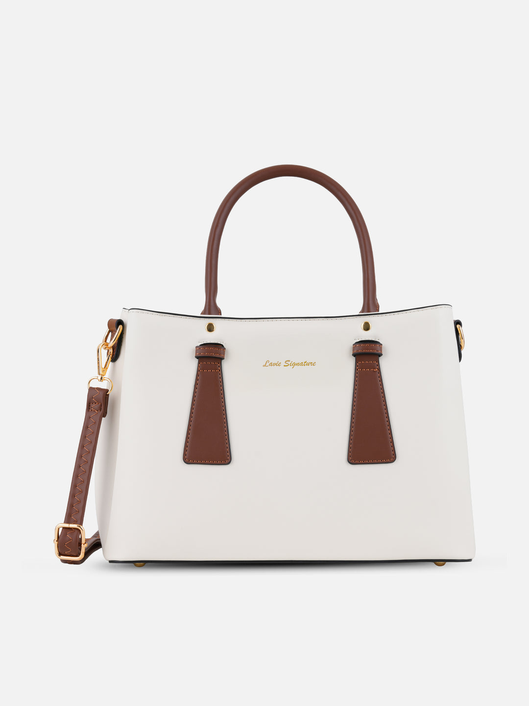 Rowan 3 Compartment Medium Off White Satchel Bag