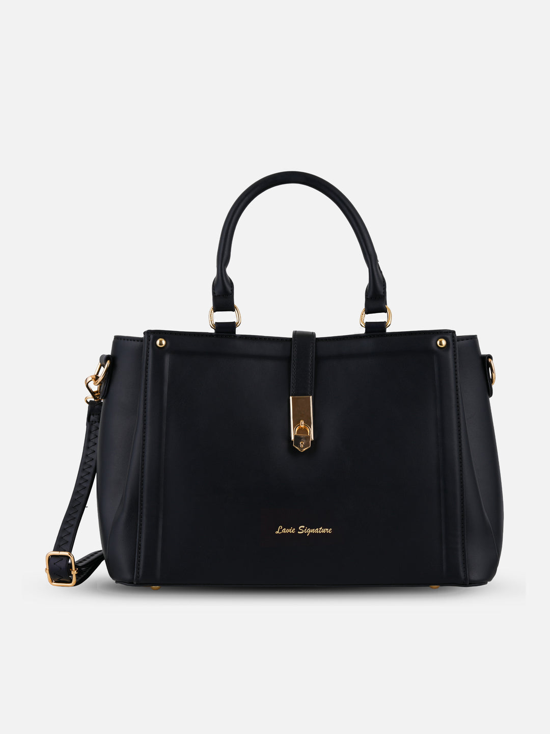 Rivera 3 Compartment Medium Black Satchel Bag