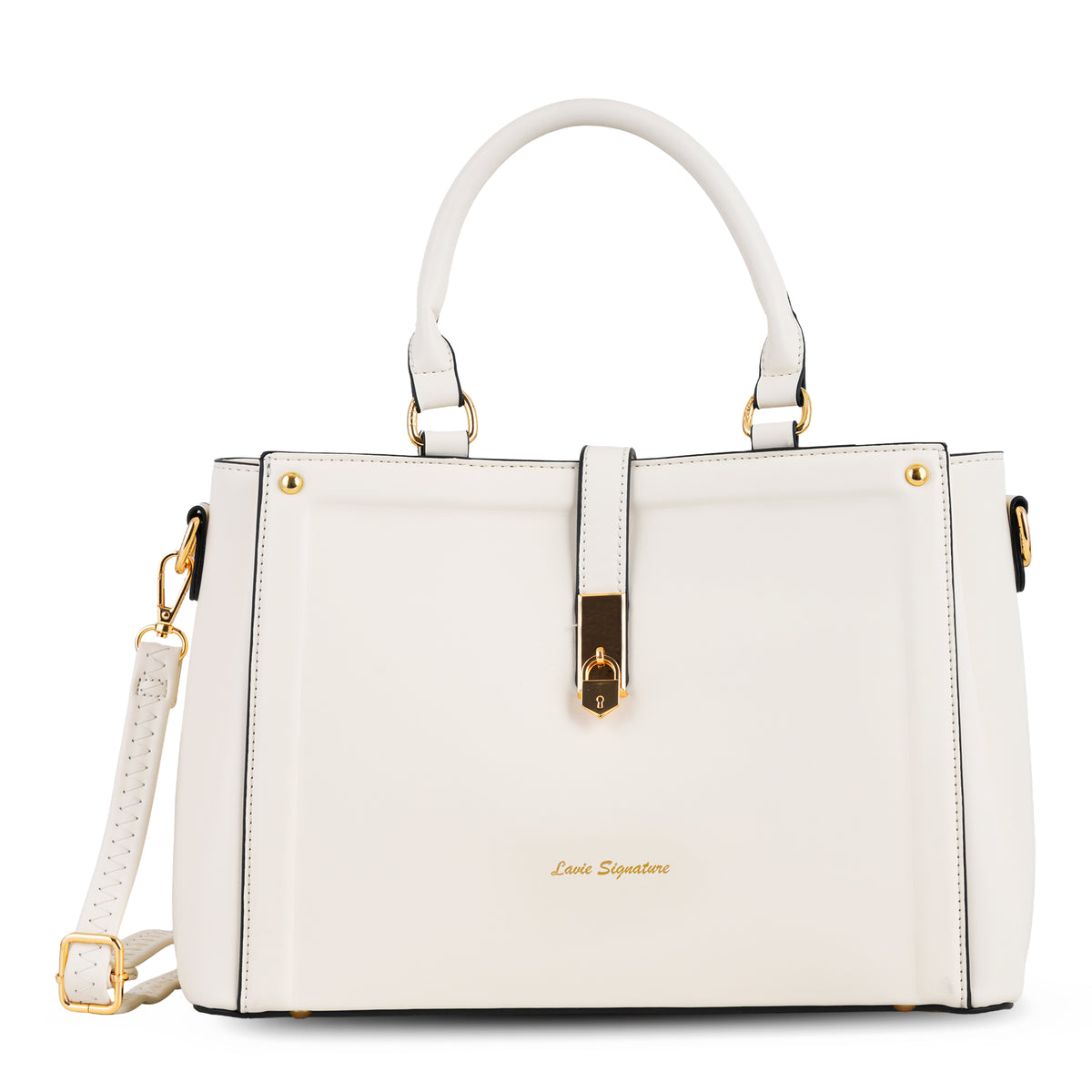 Rivera 3 Compartment Medium Off White Satchel Bag