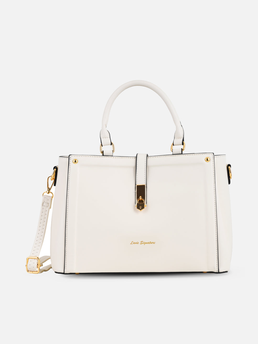 Rivera 3 Compartment Medium Off White Satchel Bag