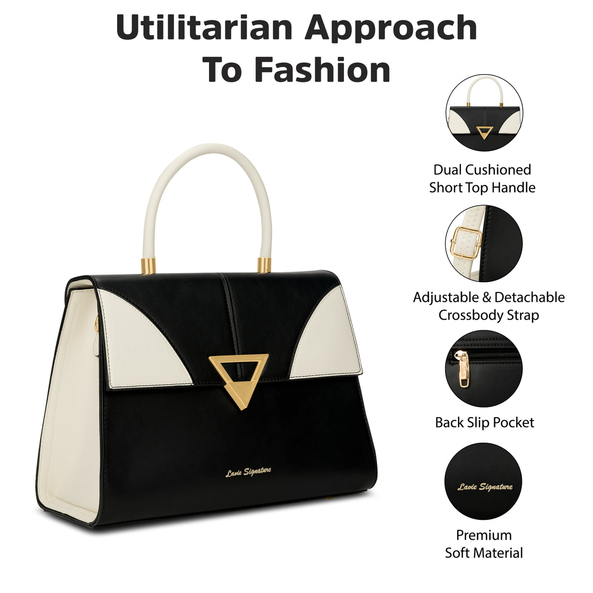 Marina Flap Medium Black Satchel Bag