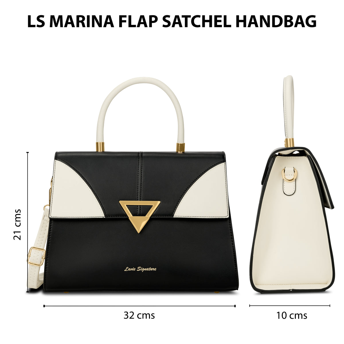 Marina Flap Medium Black Satchel Bag