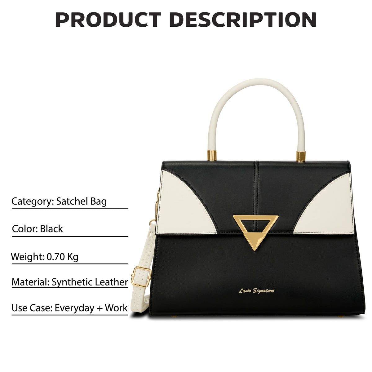 Marina Flap Medium Black Satchel Bag