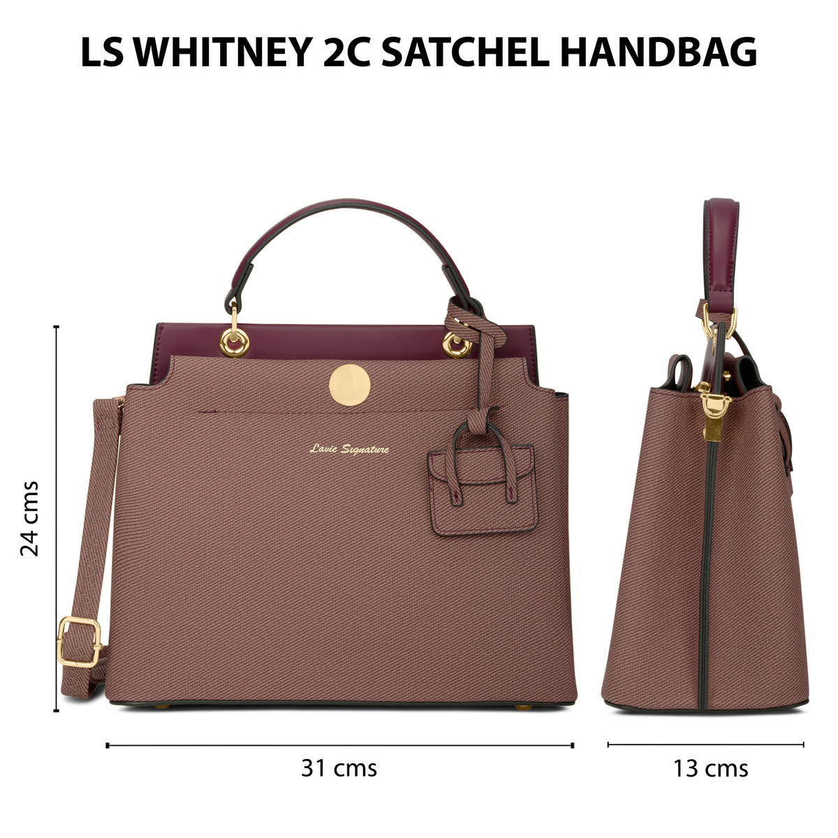 Whitney 2 Compartment Medium Maroon Satchel Bag