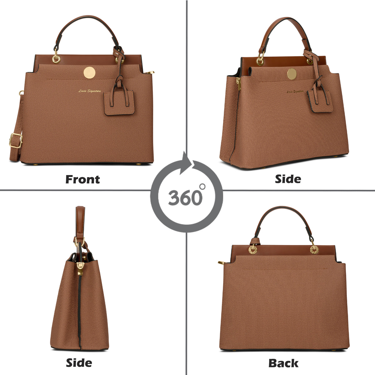 Whitney 2 Compartment Medium Tan Satchel Bag