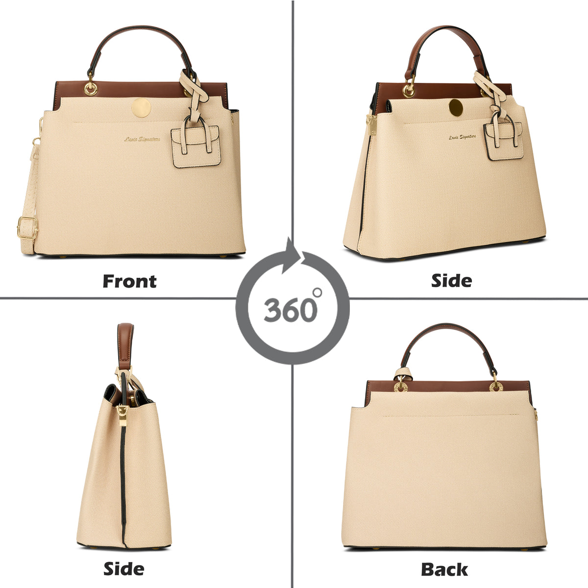 Whitney 2 Compartment Medium Off White Satchel Bag