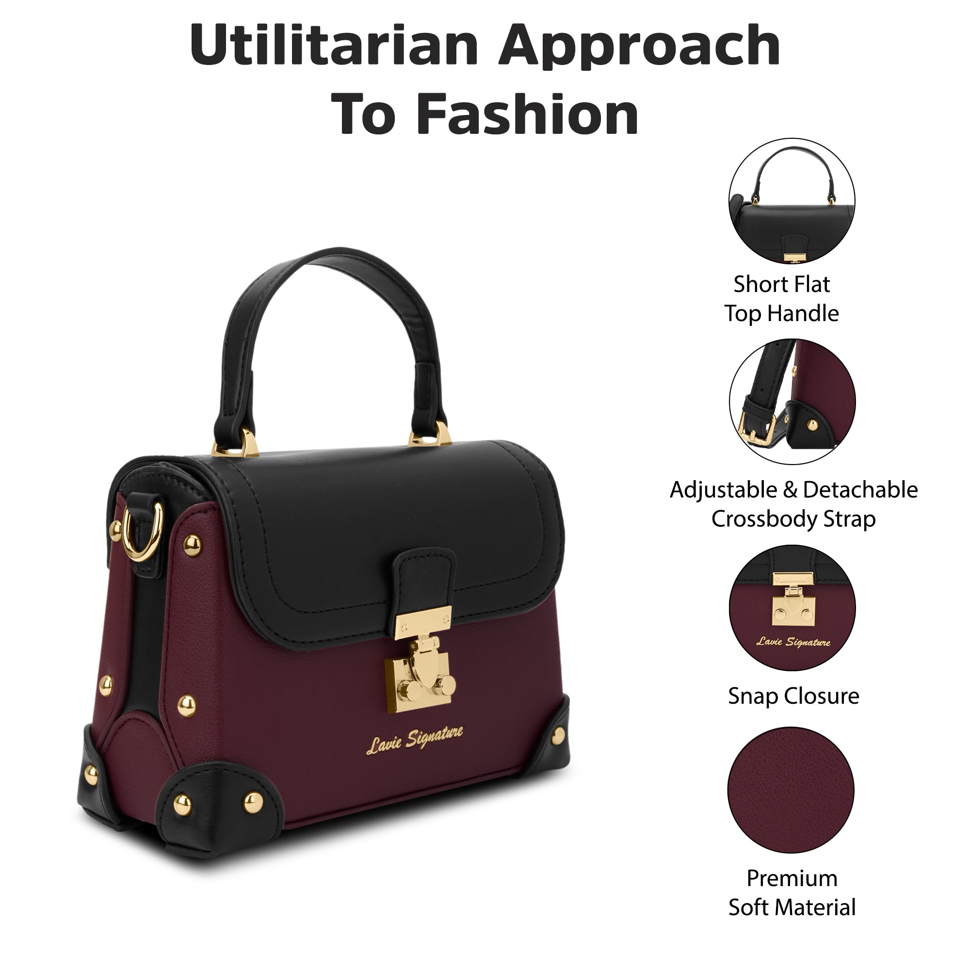 Beaufort26 Flap Satchel Bag Maroon