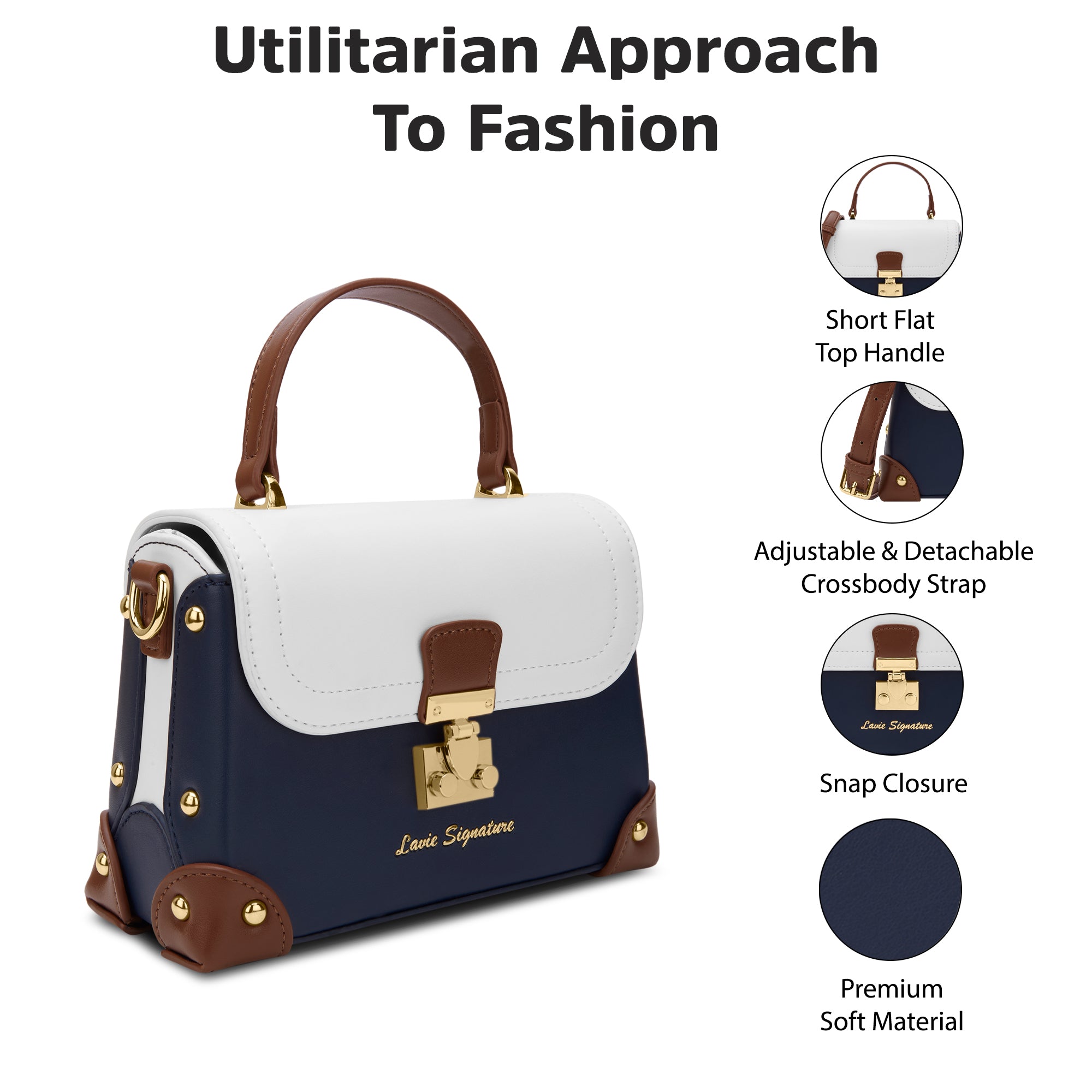 Beaufort26 Flap Satchel Bag Navy